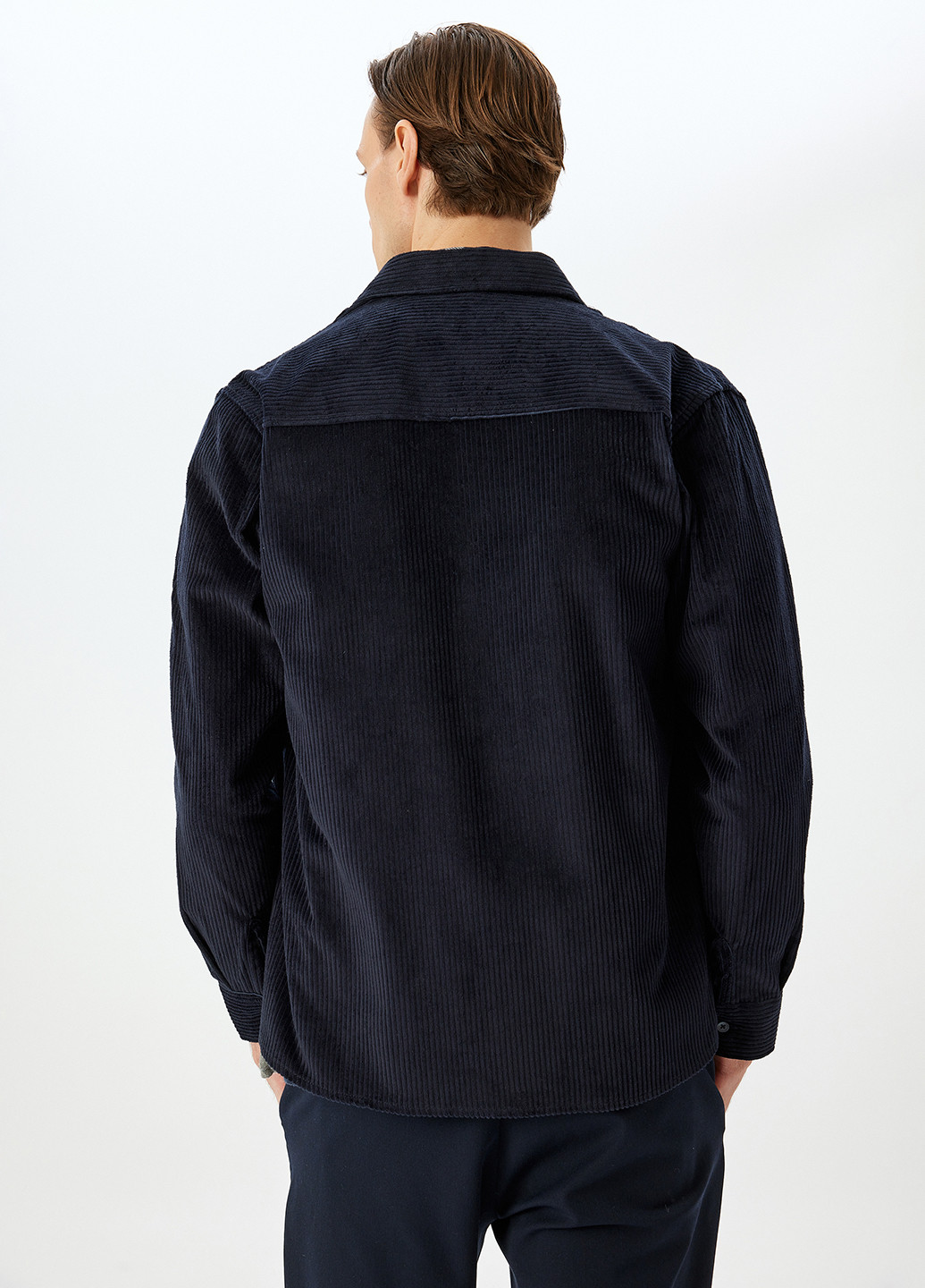 Темно-синяя кэжуал рубашка однотонная KOTON