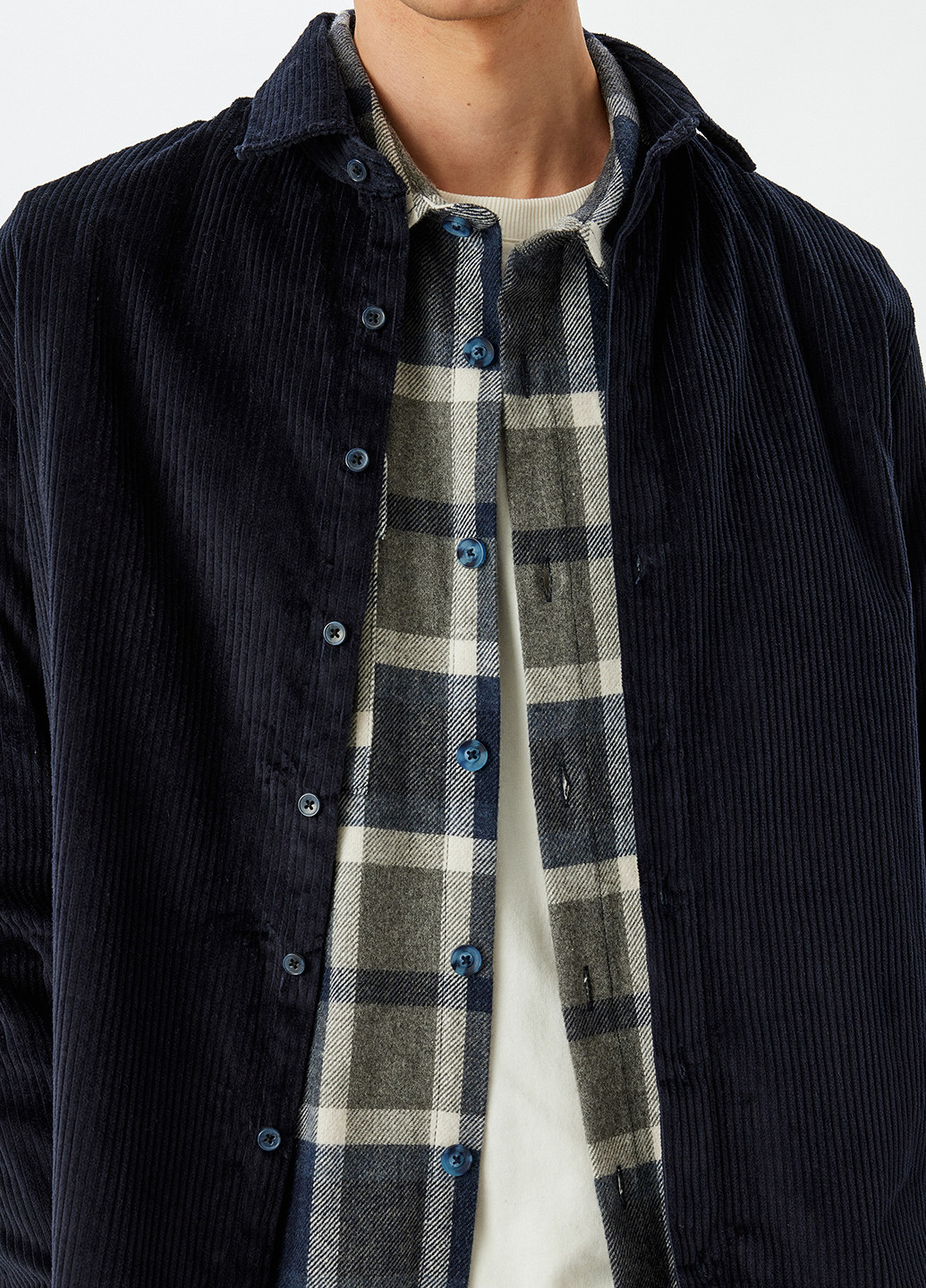 Темно-синяя кэжуал рубашка однотонная KOTON