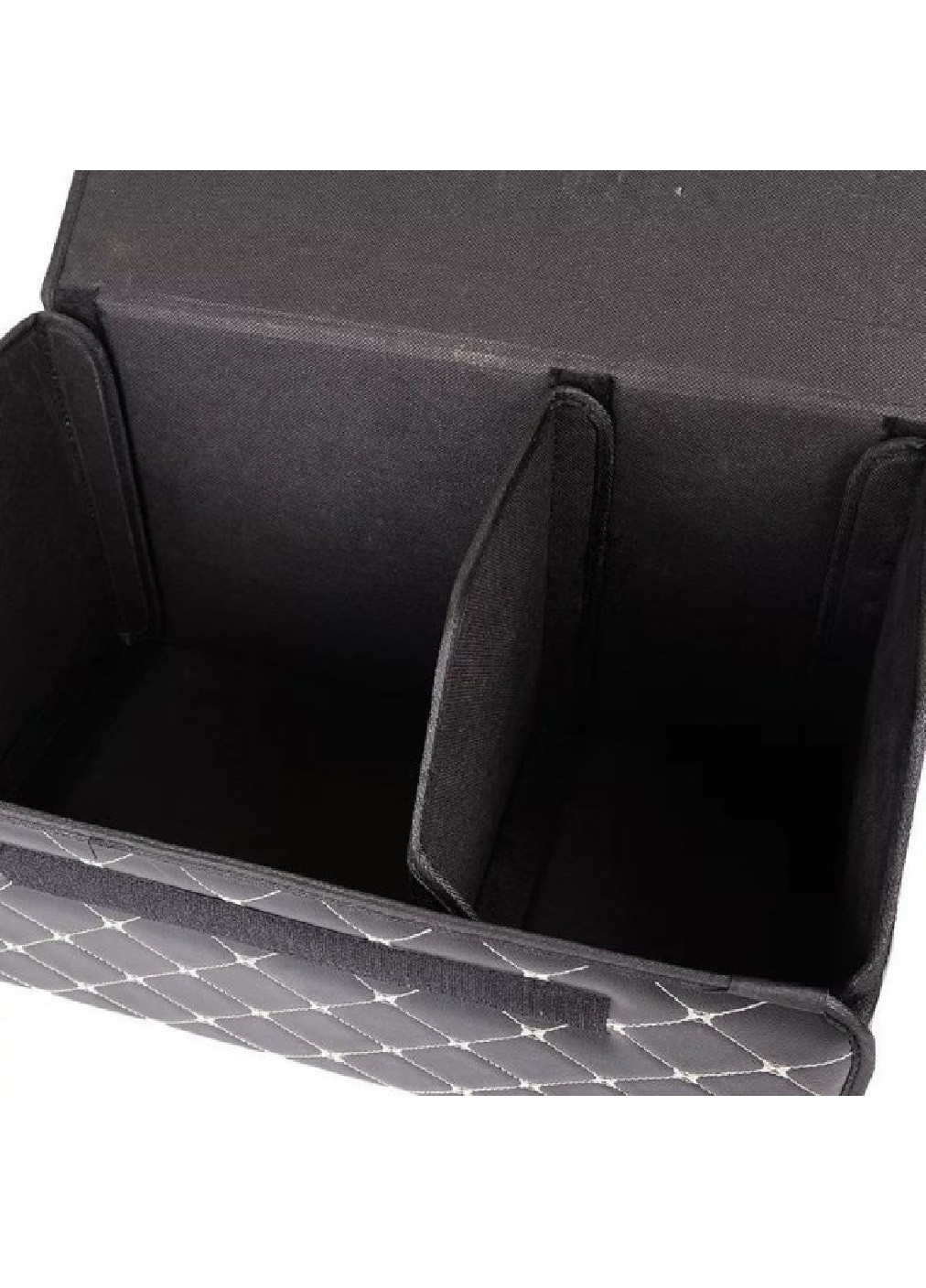 Органайзер складний сумка саквояж у багажник в автомобіль для продуктів з кришкою 66х32х30 см (473325-Prob) Чорний з білим Unbranded (254402611)