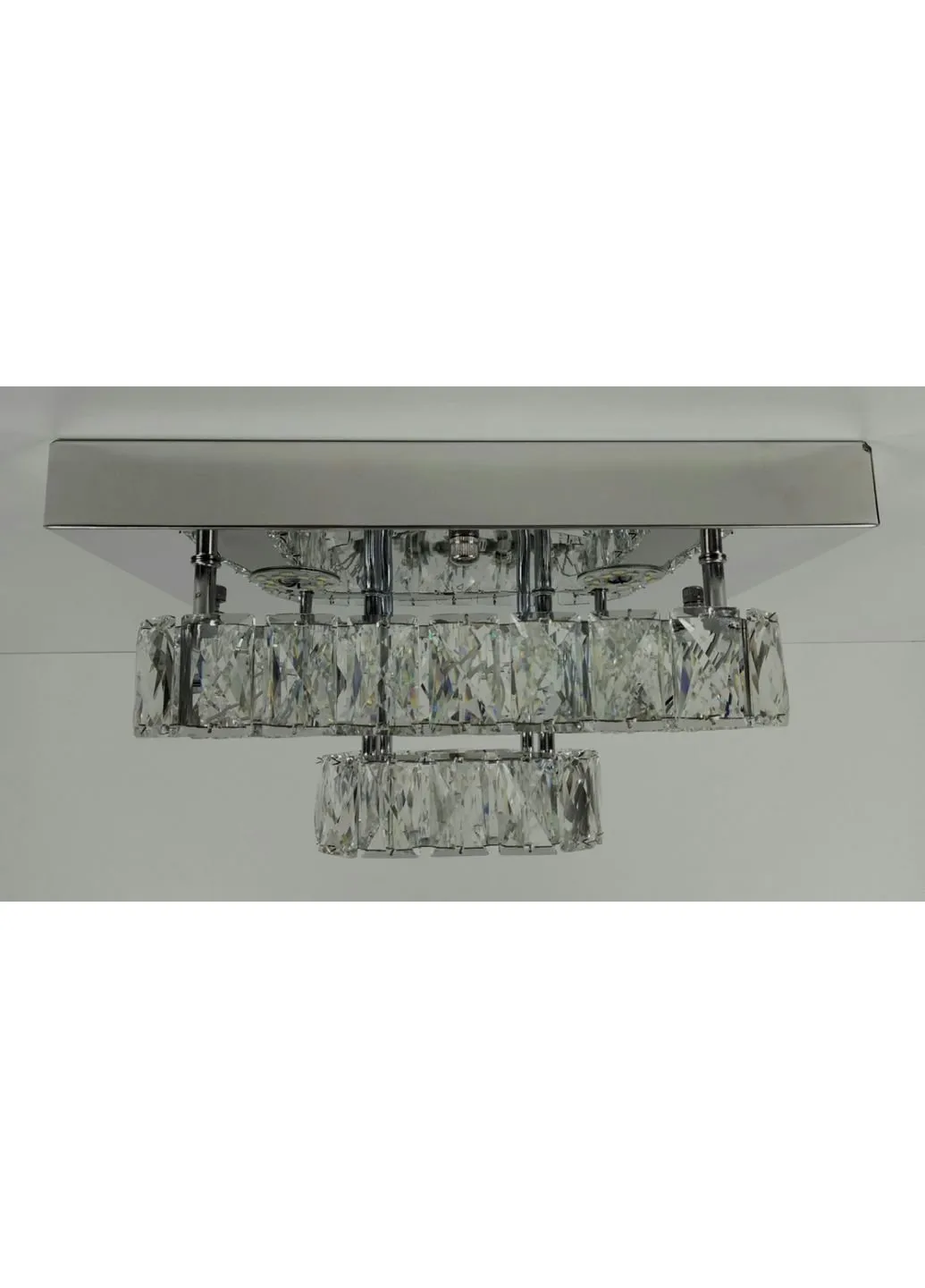 Люстра стельова кришталева LED з пультом C1787/350*350-ch Хром 18х33х33 см. Sunnysky (253629044)