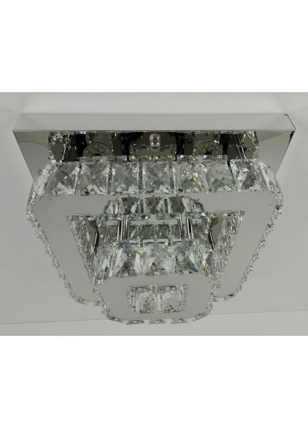 Люстра стельова кришталева LED з пультом C1787/350*350-ch Хром 18х33х33 см. Sunnysky (253629044)