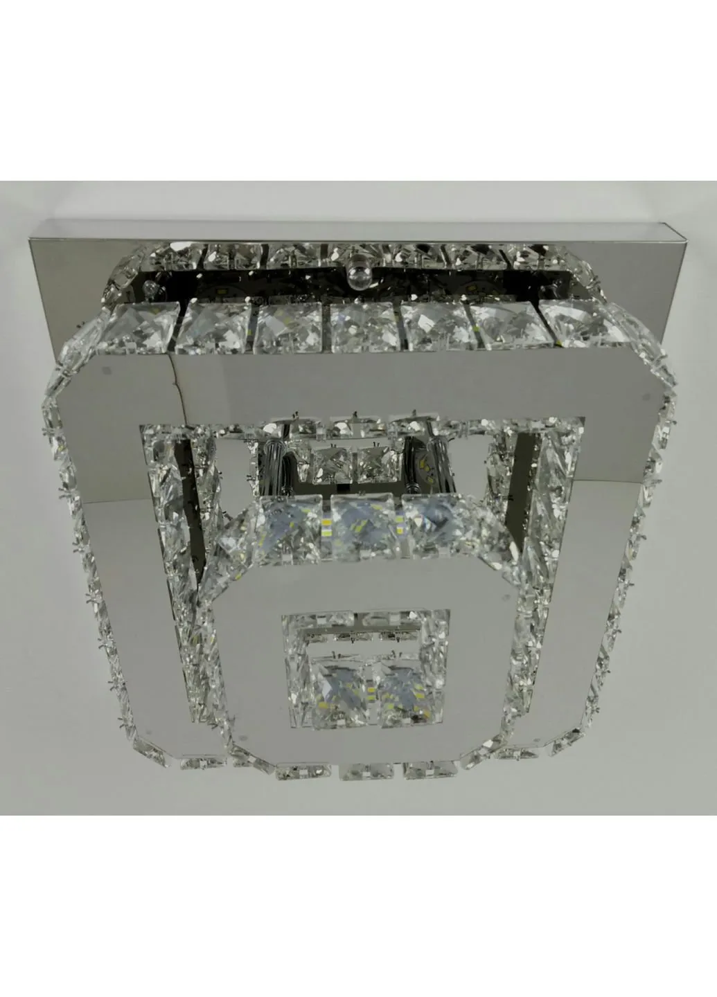 Люстра стельова кришталева LED з пультом C1787/350*350-ch Хром 18х33х33 см. Sunnysky (253629044)