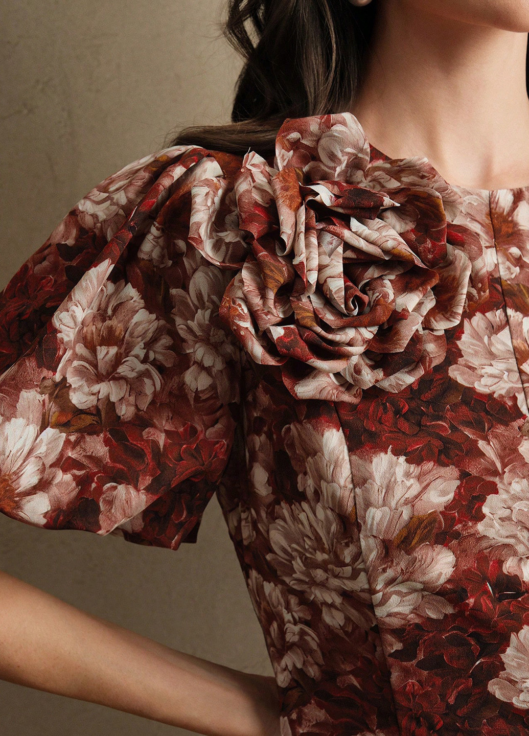 Красное кэжуал платье клеш SHEIN с цветочным принтом