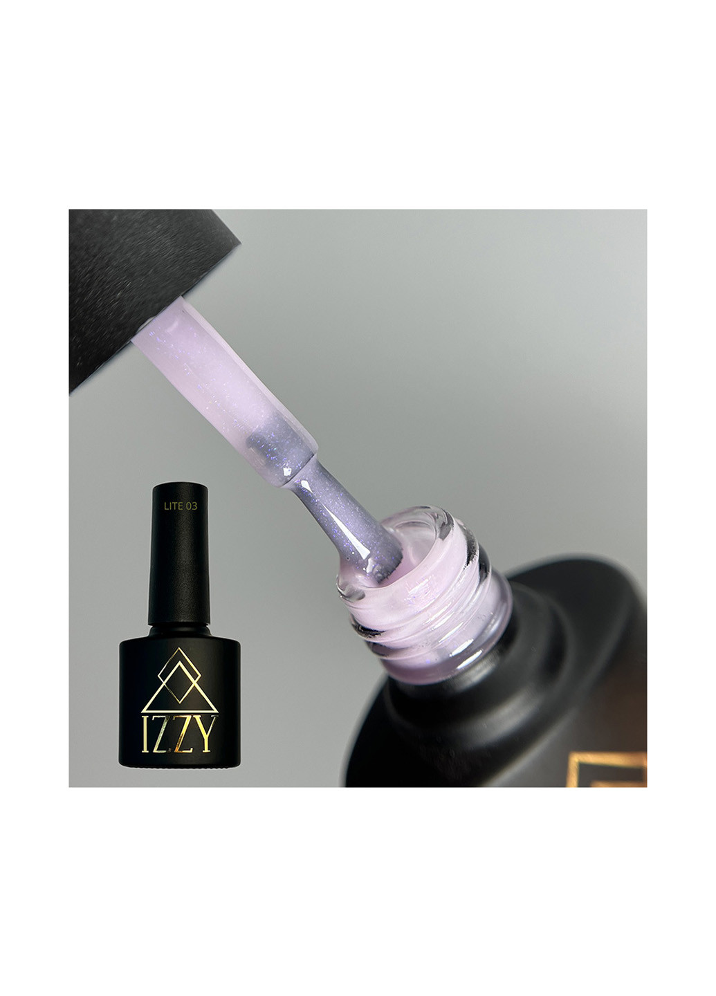 Гель-лак нежно-сиреневого камуфлирующего цвета с микроблеском Gel Polish Lite 03, 10 г Izzy (363030676)