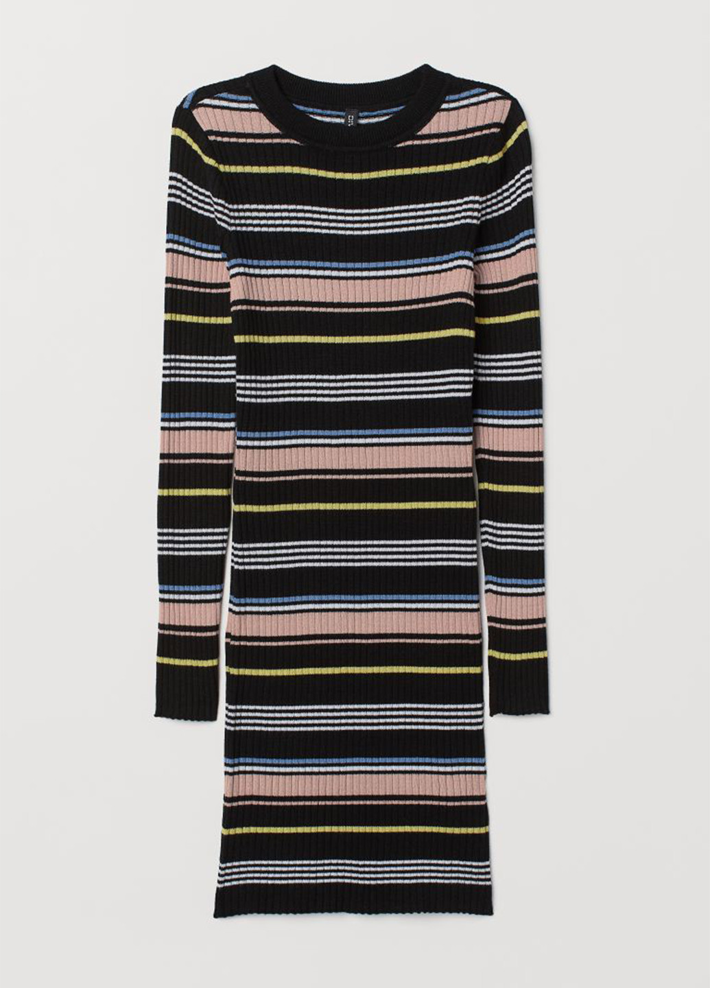 Комбинированное кэжуал платье платье-свитер H&M в полоску