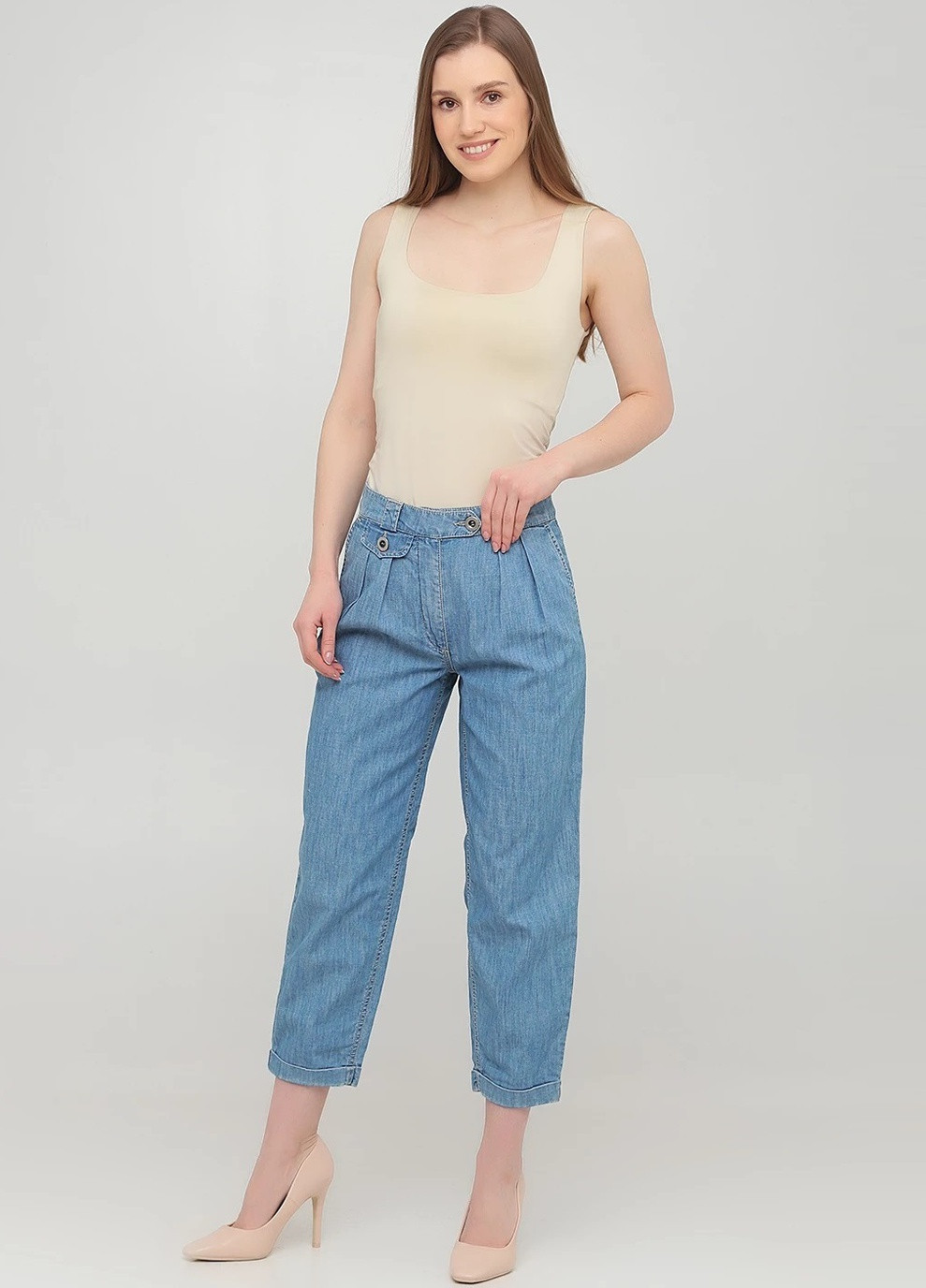Капри однотонные, джинсовые Sexy Woman (253411898)
