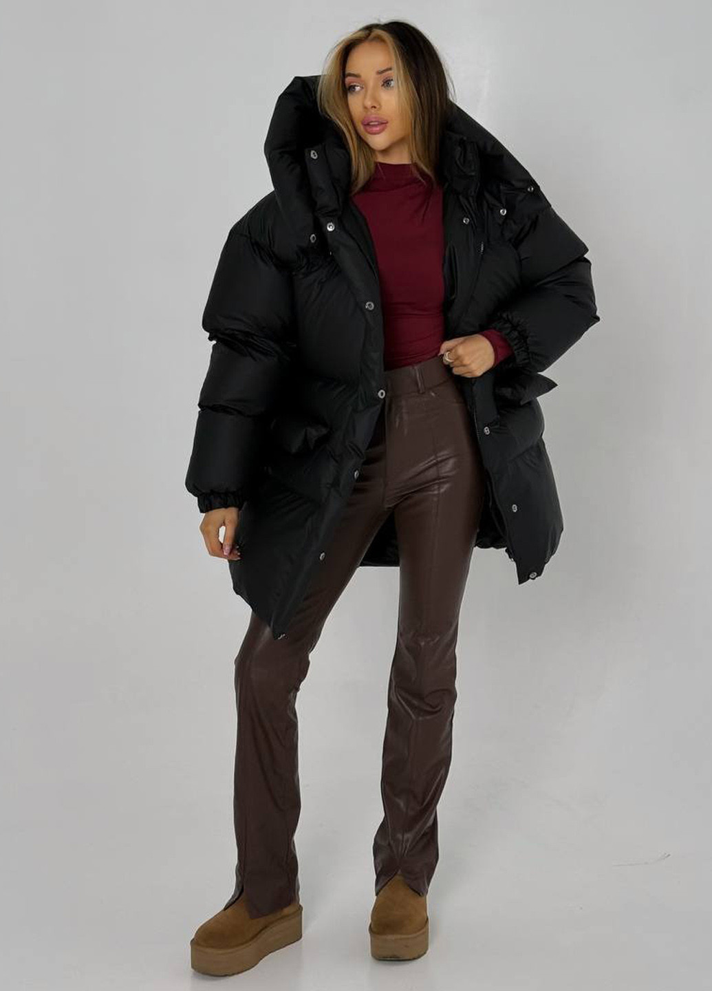 Черный зимний Пуховик No Brand