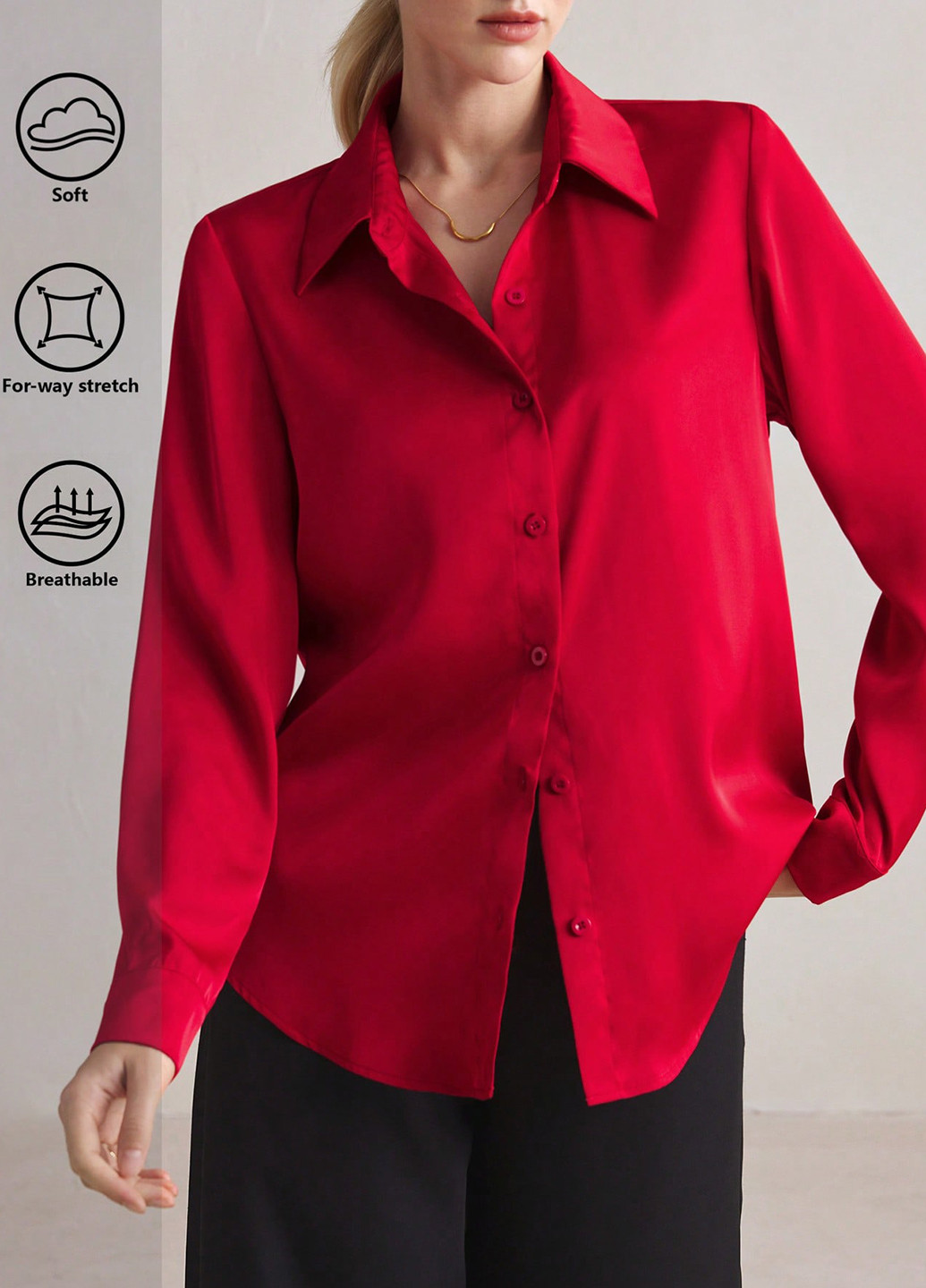 Красная кэжуал рубашка однотонная SHEIN