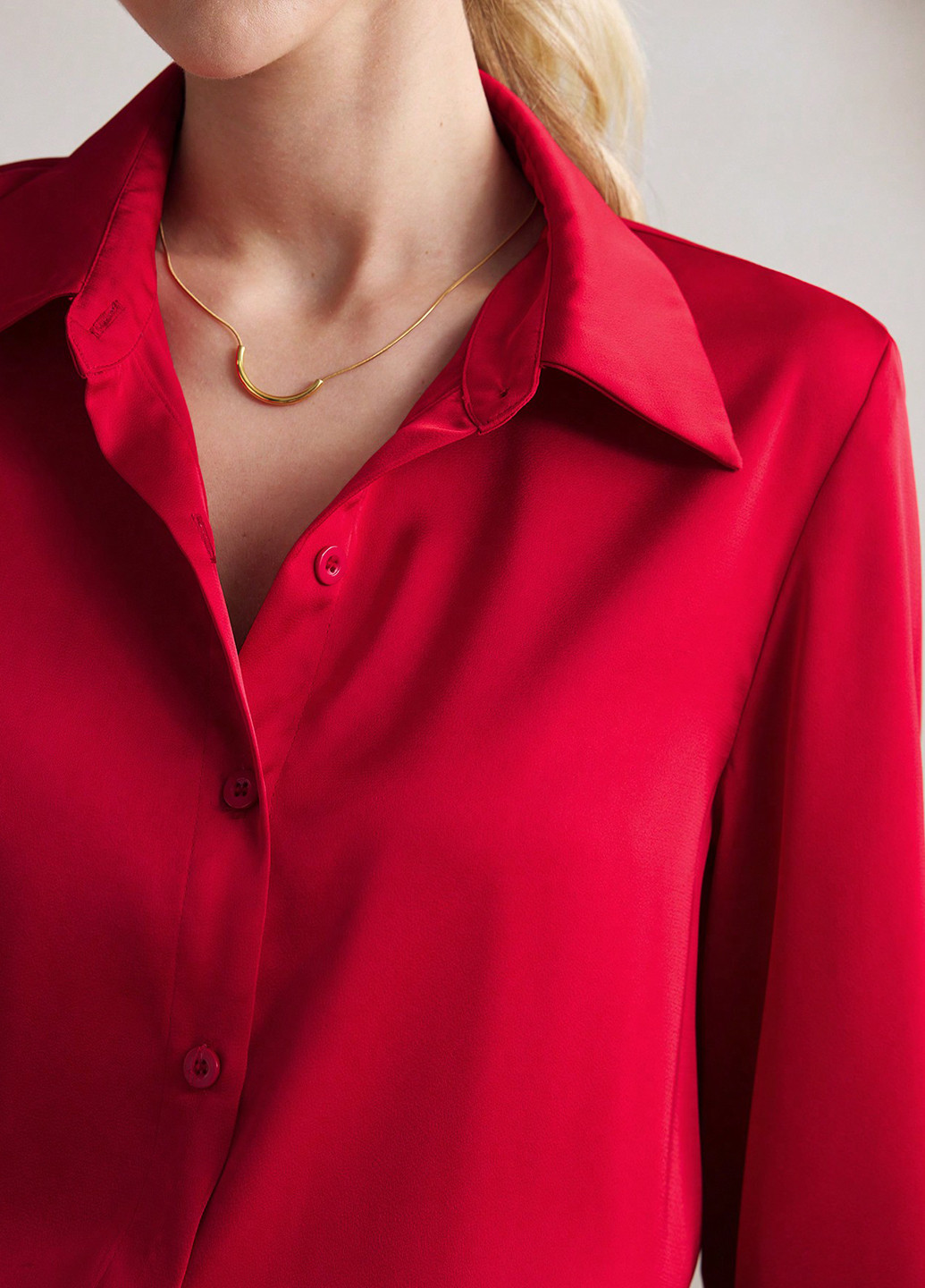 Красная кэжуал рубашка однотонная SHEIN