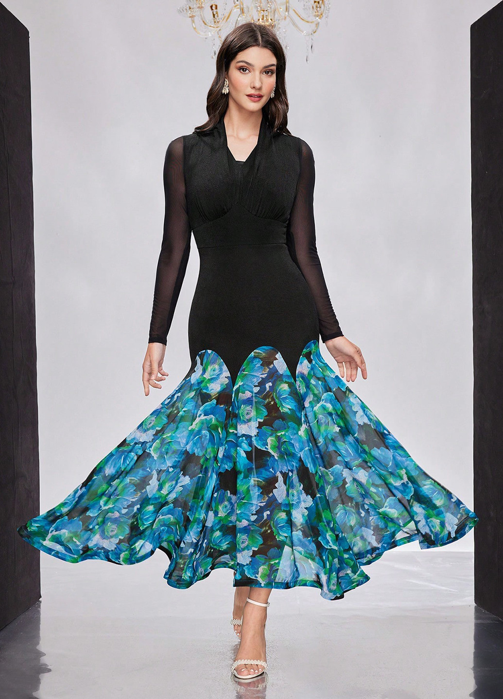 Комбинированное вечернее, кэжуал платье SHEIN с цветочным принтом