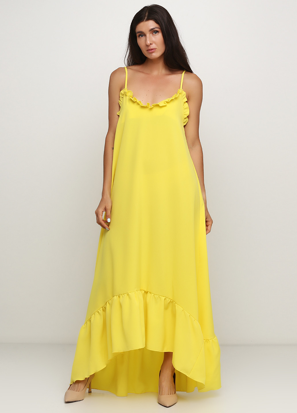 Світло-жовтий кежуал сукня а-силует ANVI однотонна