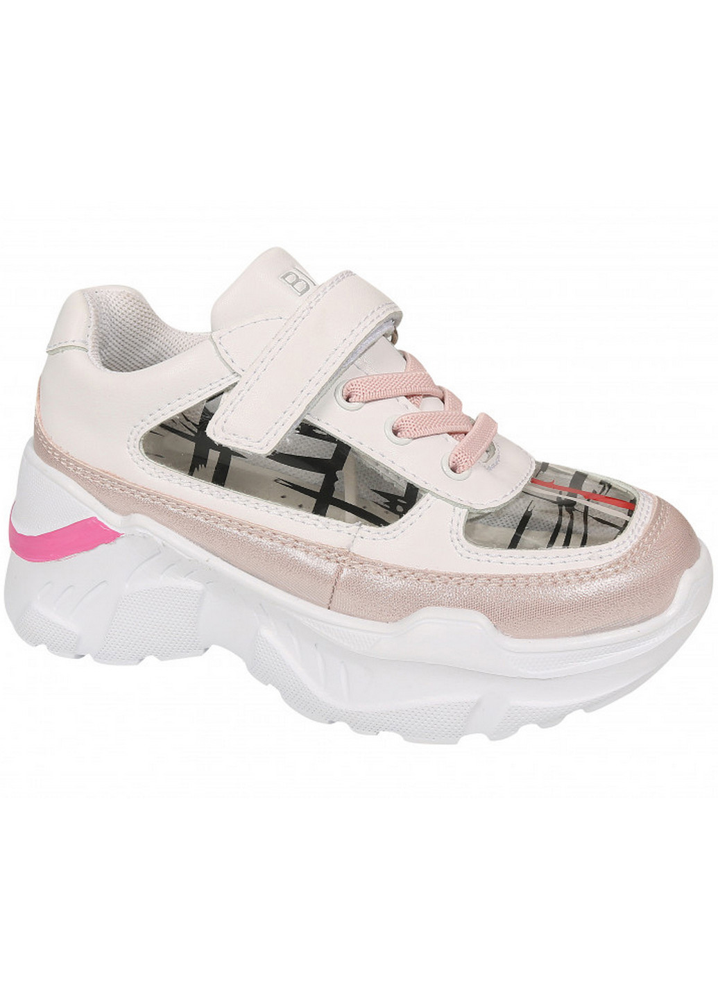 Білі всесезонні кроссовки на высокой платформе 0620c 35 бело-розовый Biki