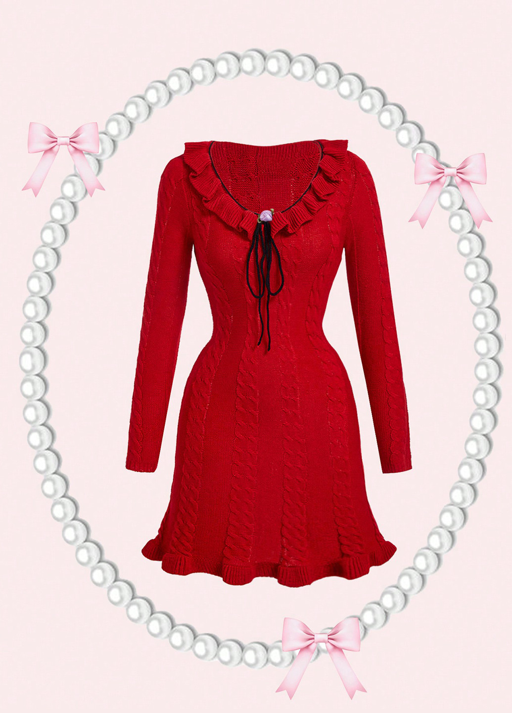 Красное праздничный, вечернее, кэжуал платье а-силуэт, платье-свитер SHEIN однотонное