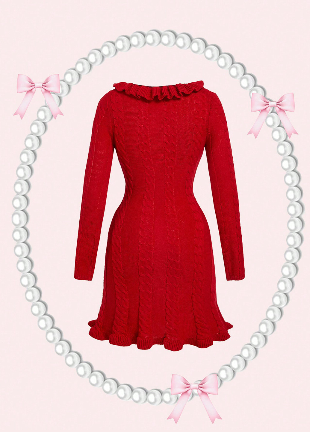 Красное праздничный, вечернее, кэжуал платье а-силуэт, платье-свитер SHEIN однотонное