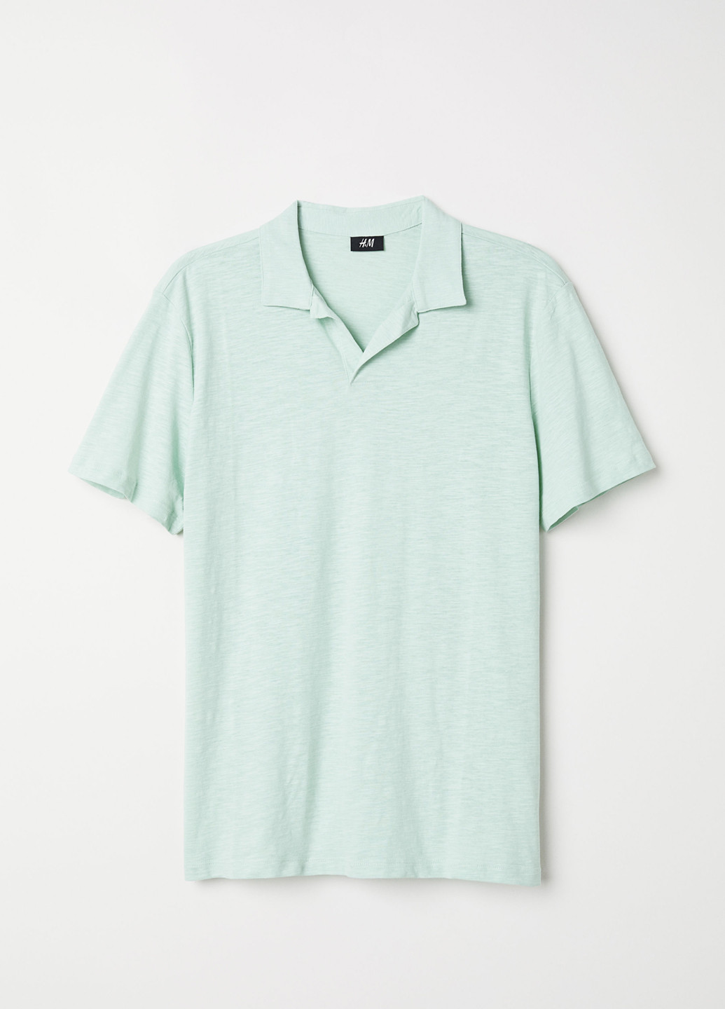 Мятная футболка-поло для мужчин H&M однотонная