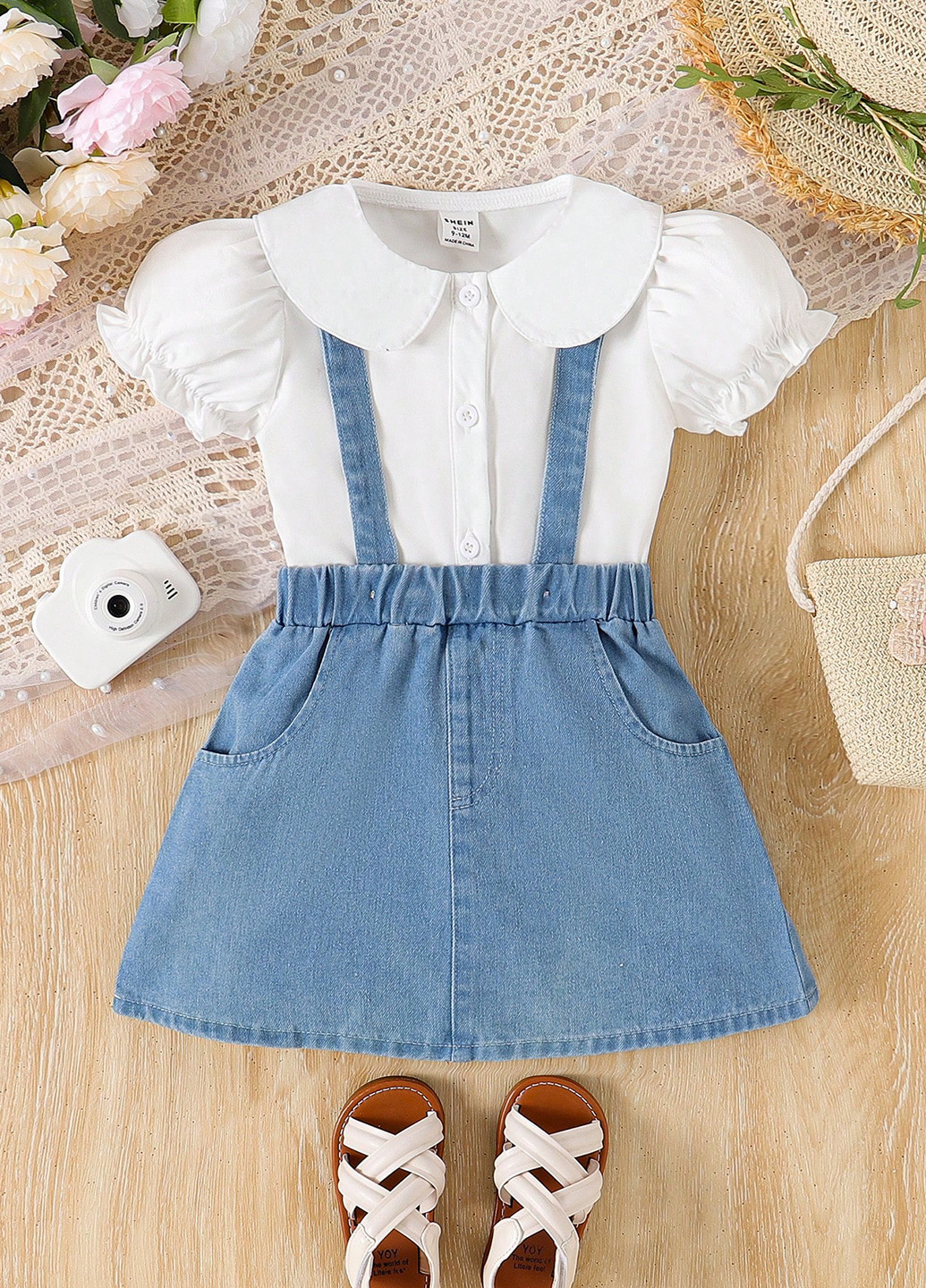 Комбінований літній костюм (блуза, спідниця) SHEIN