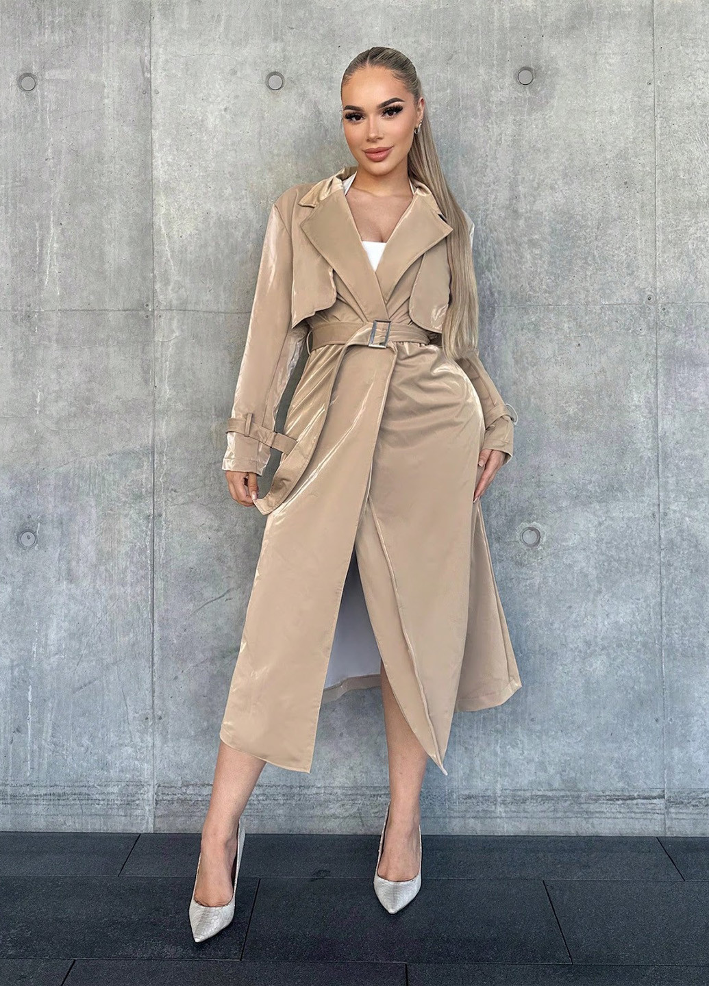 Плащ SHEIN тренчкот пряжка демисезон (330763311)