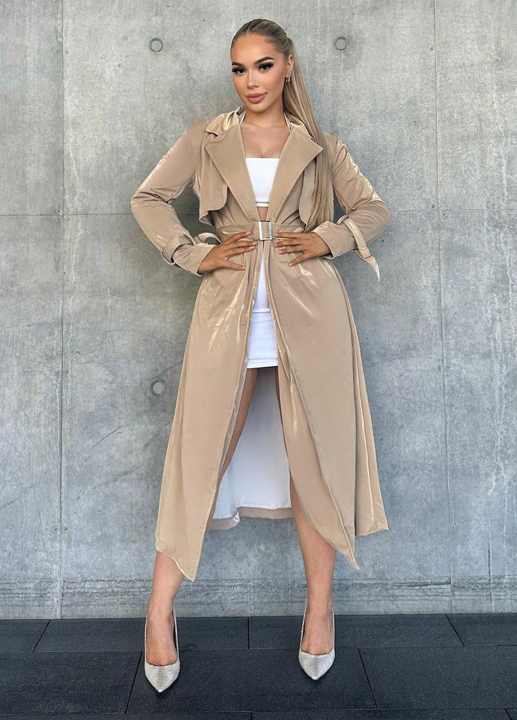 Плащ SHEIN тренчкот пряжка демисезон (330763311)