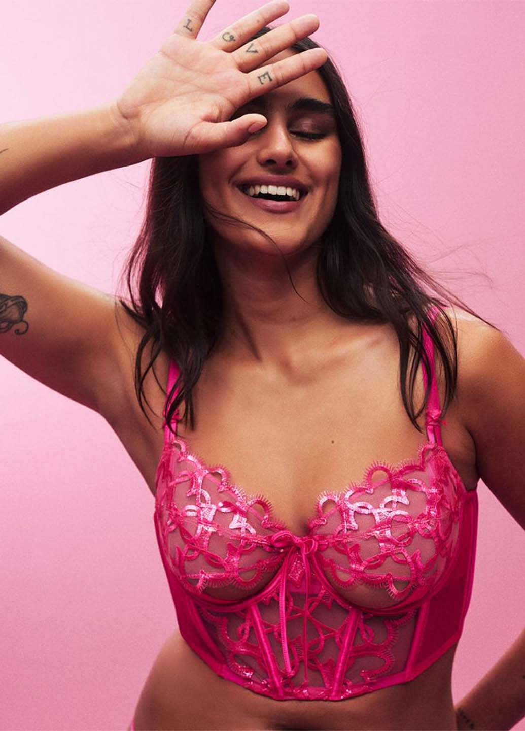 Рожевий демісезонний комплект (корсет, трусики) Victoria's Secret