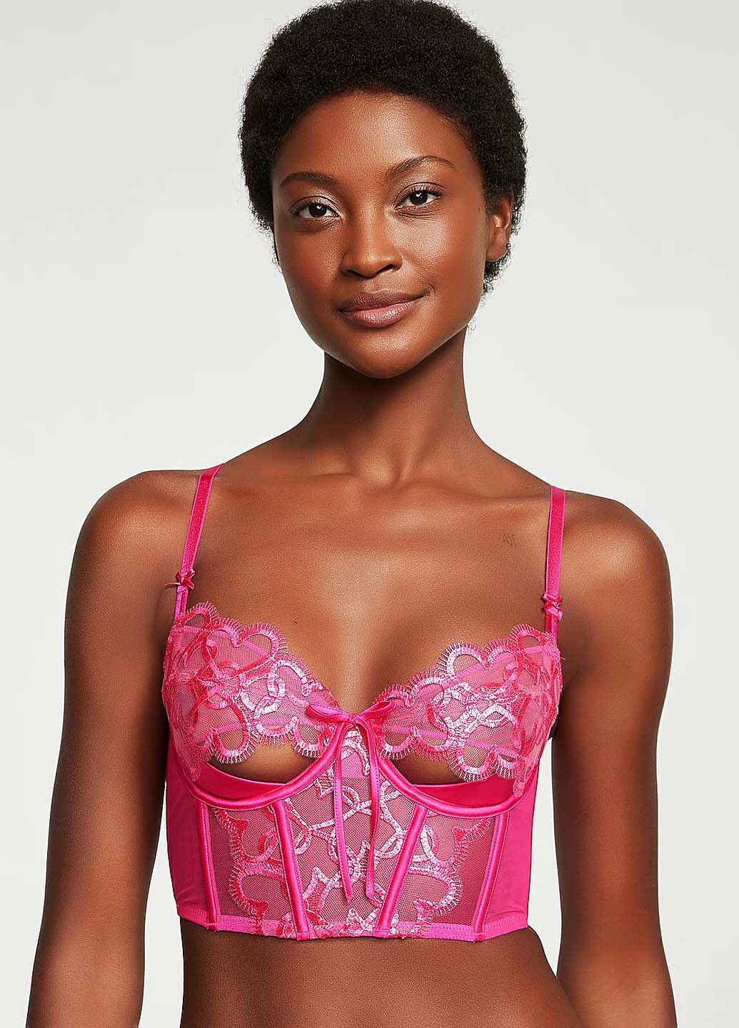 Рожевий демісезонний комплект (корсет, трусики) Victoria's Secret