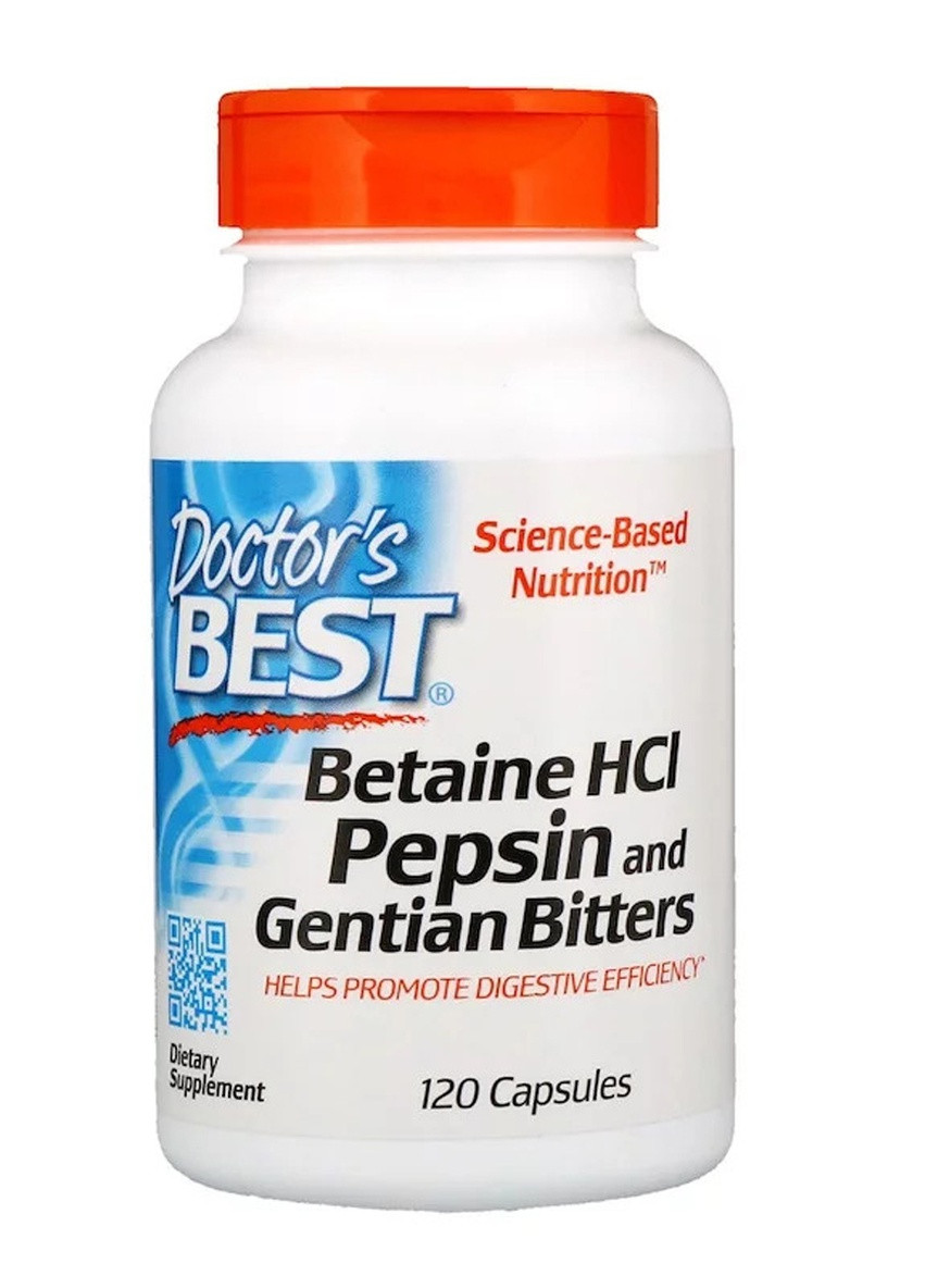 Бетаїн HCL і Пепсин, Betaine HCL & Pepsin,, 120 капсул Doctor's Best (228291779)