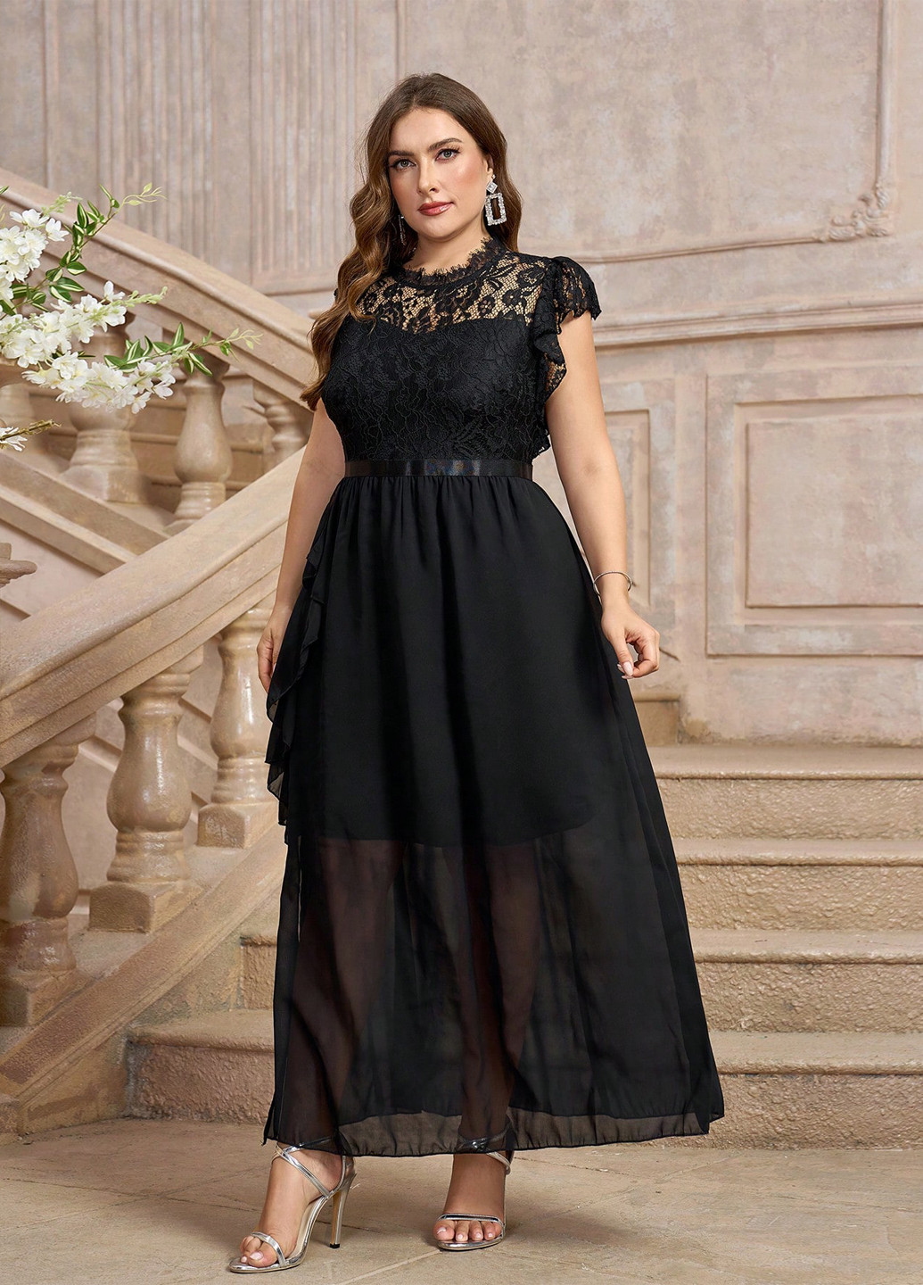 Чорна вечірня, святковий сукня а-силует SHEIN однотонна