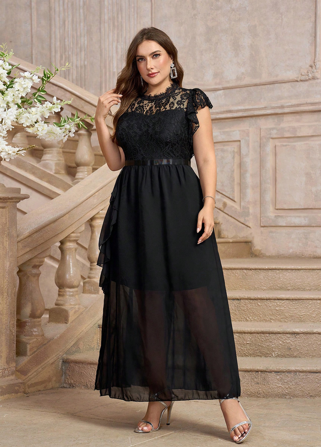 Чорна вечірня, святковий сукня а-силует SHEIN однотонна