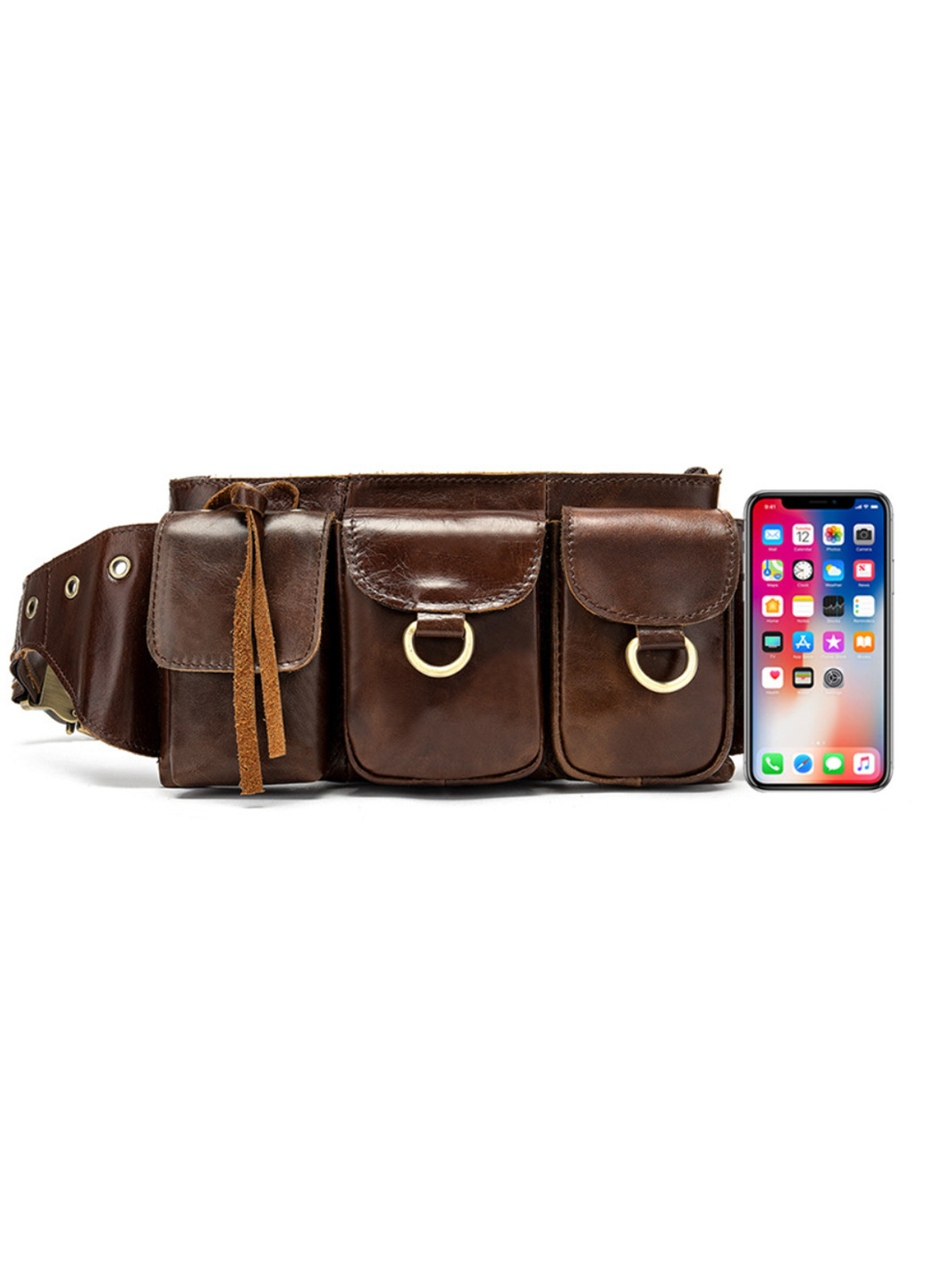 Мужская кожаная сумка-бананка 23,5х13х3 см Vintage (252130491)