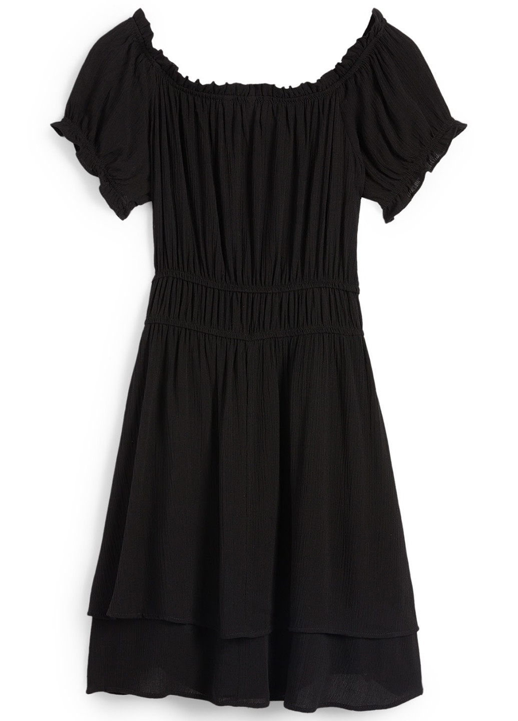 Черное кэжуал платье с открытыми плечами C&A однотонное