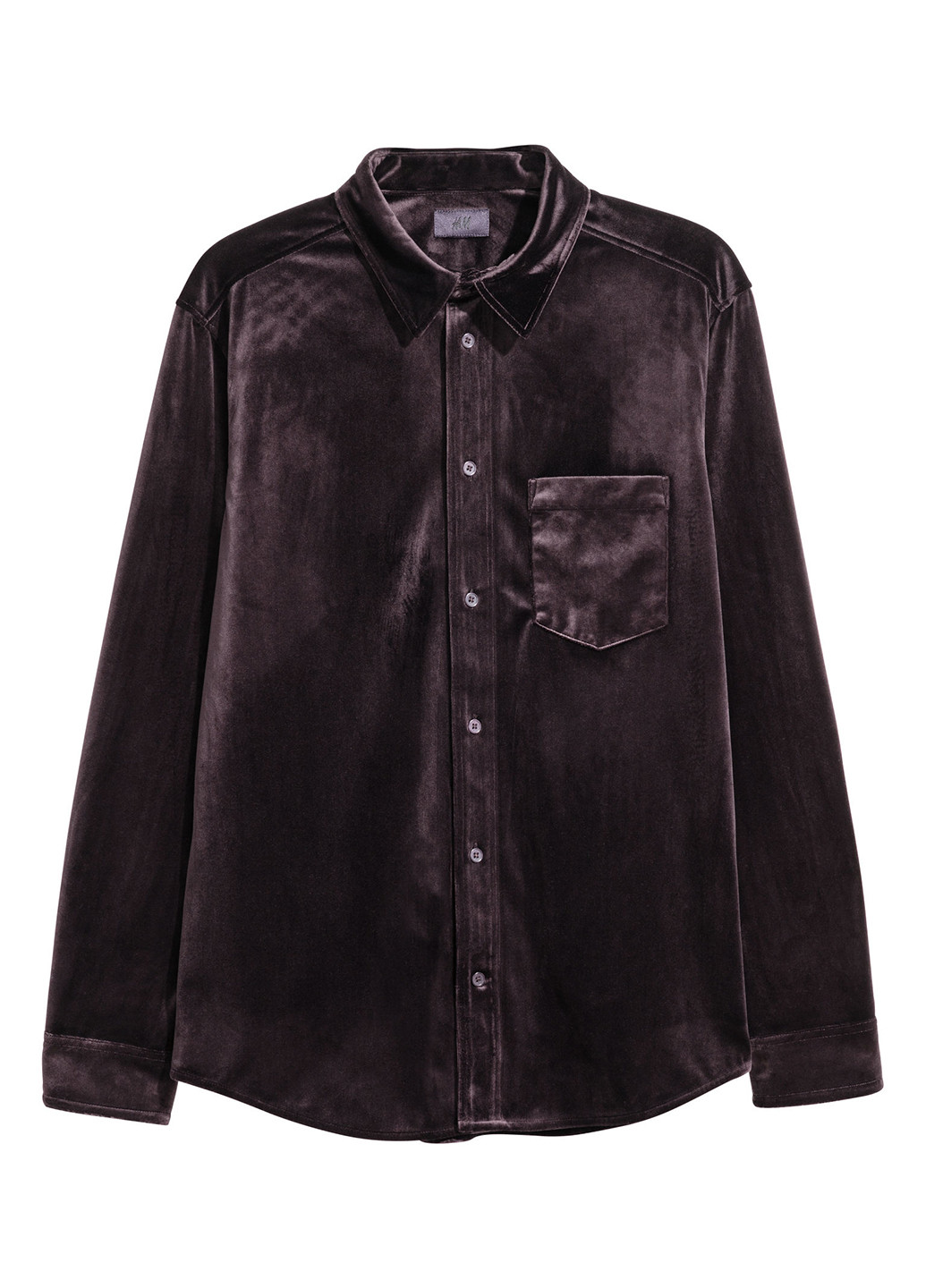 Сорочка H&M однотонна темно-коричнева кежуал поліестер