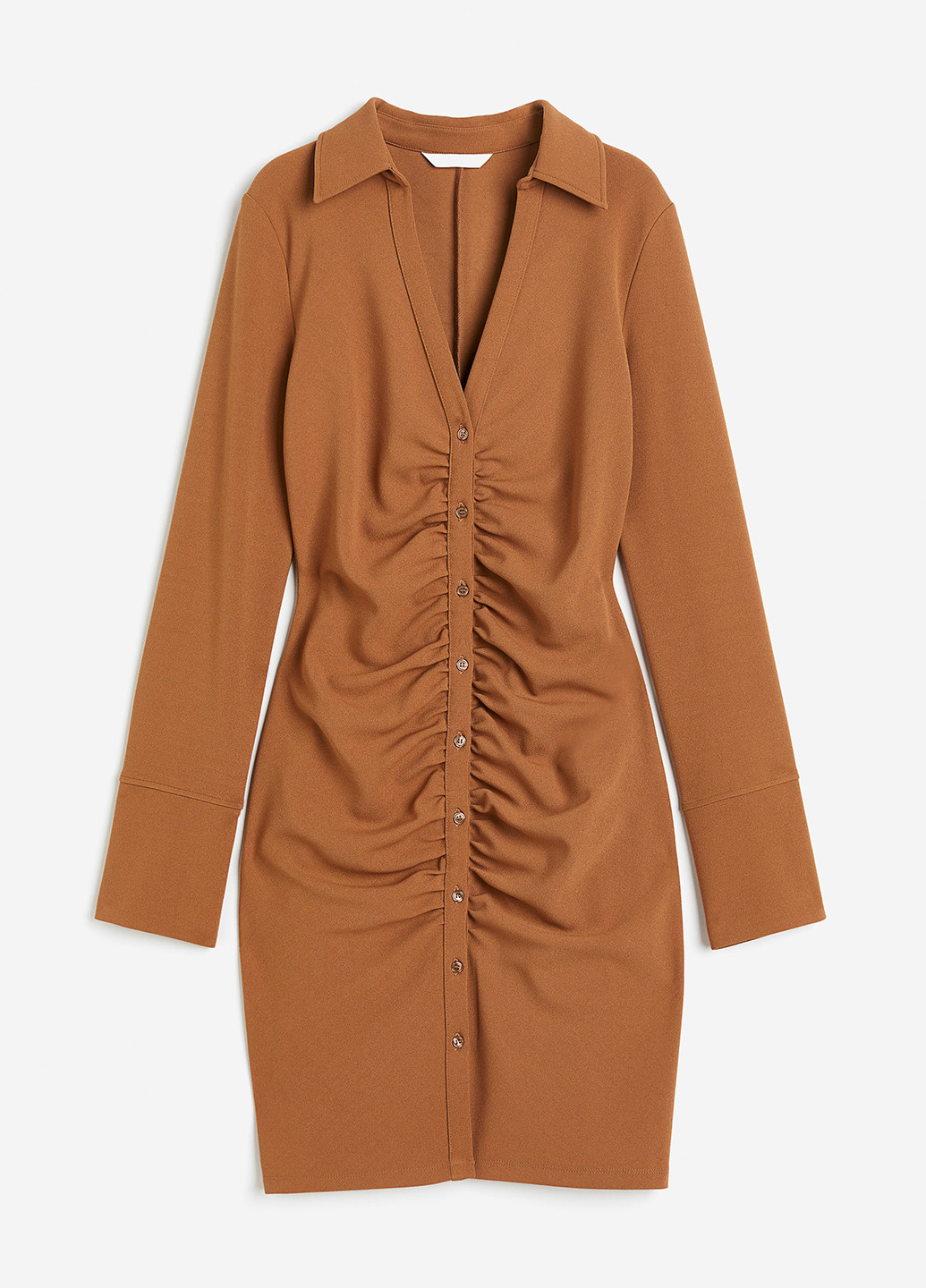 Коричнева кежуал сукня силуетна, сукня-сорочка H&M однотонна