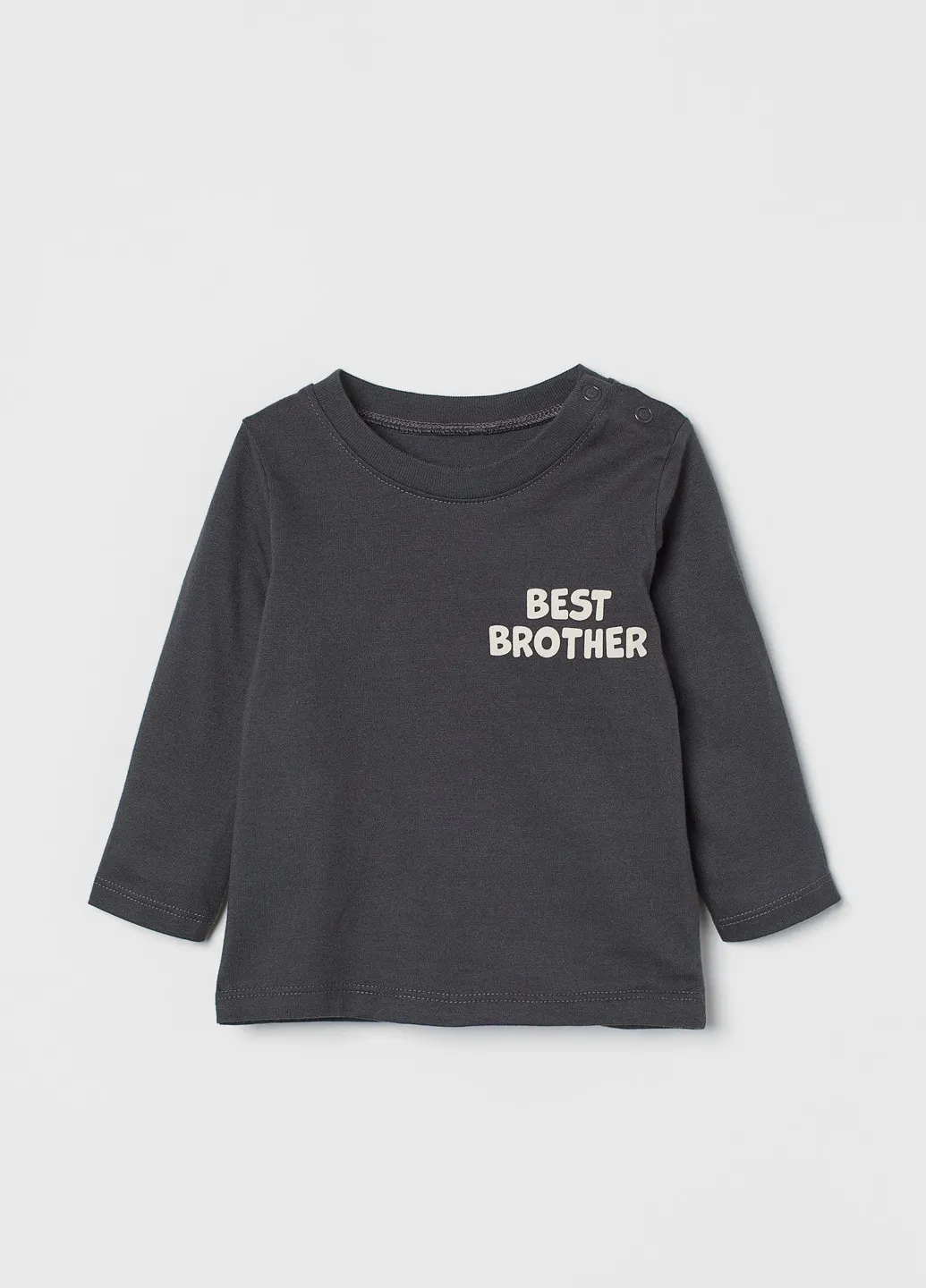 Лонгслів,темно-сірий з принтом, H&M (255192687)