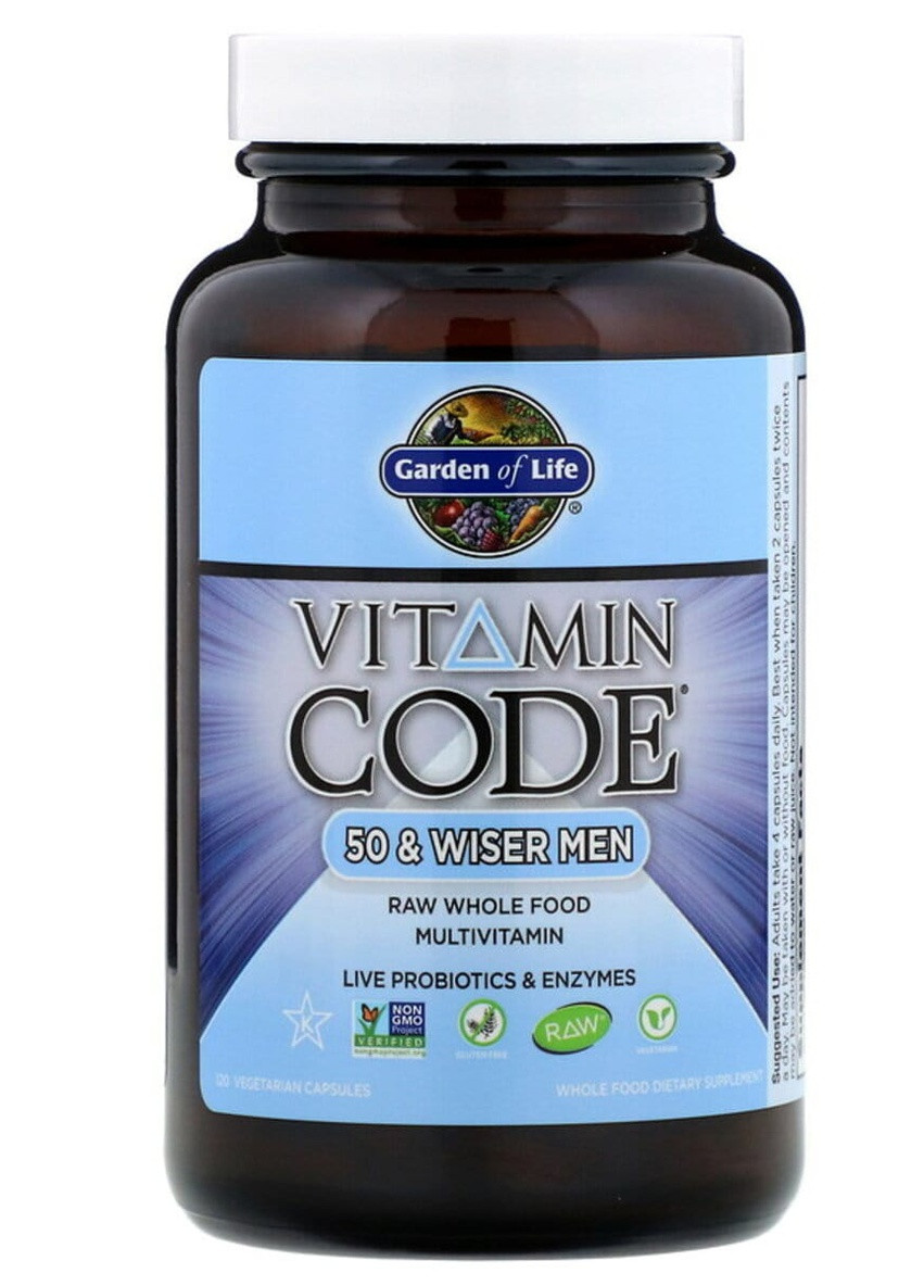 Мужские Мультивитамины 50+, Vitamin Code,, 120 вегетарианских капсул Garden of Life (228291795)