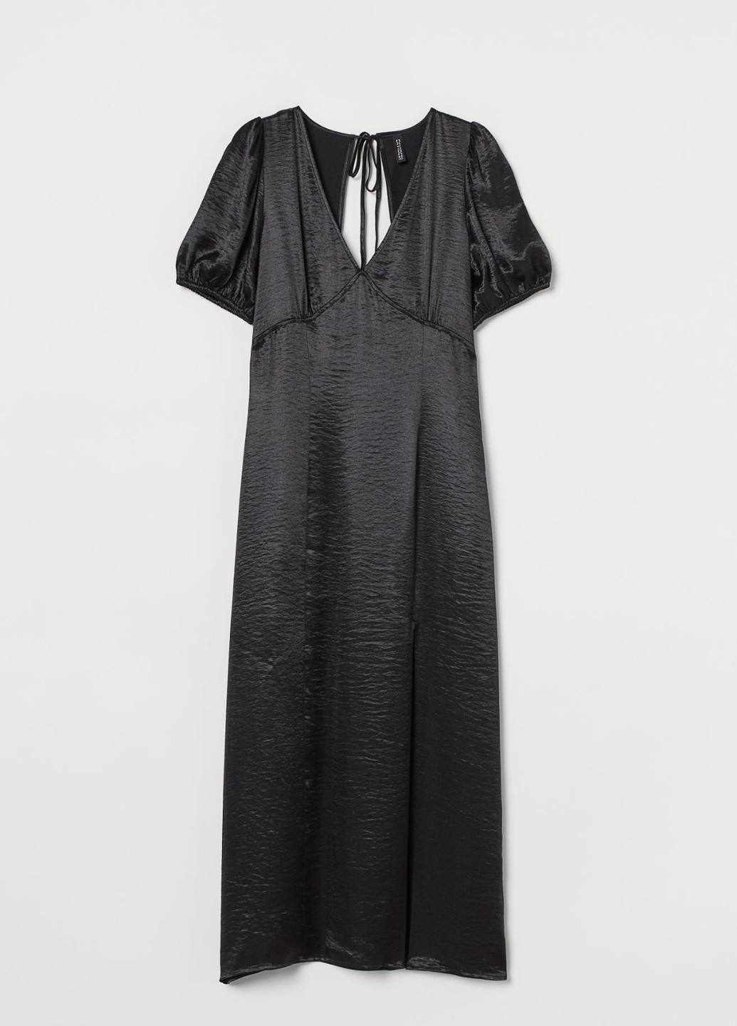 Черное элегантное платье с открытой спиной H&M однотонное