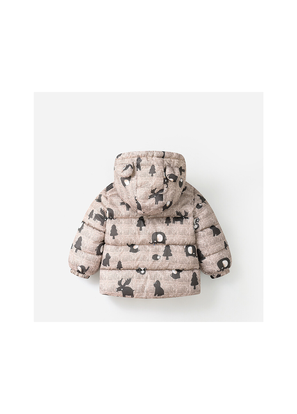 Коричневая зимняя куртка на синтепоне детская с подкладкой из флиса, капюшоном и изображением животных коричневая forest dwellers Berni kids 59347
