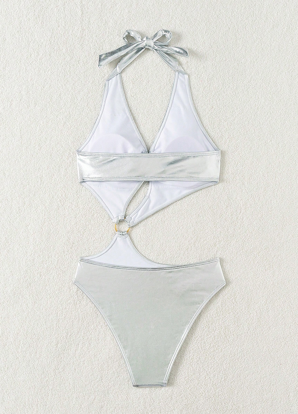Серебряный летний купальник монокини, слитный SHEIN