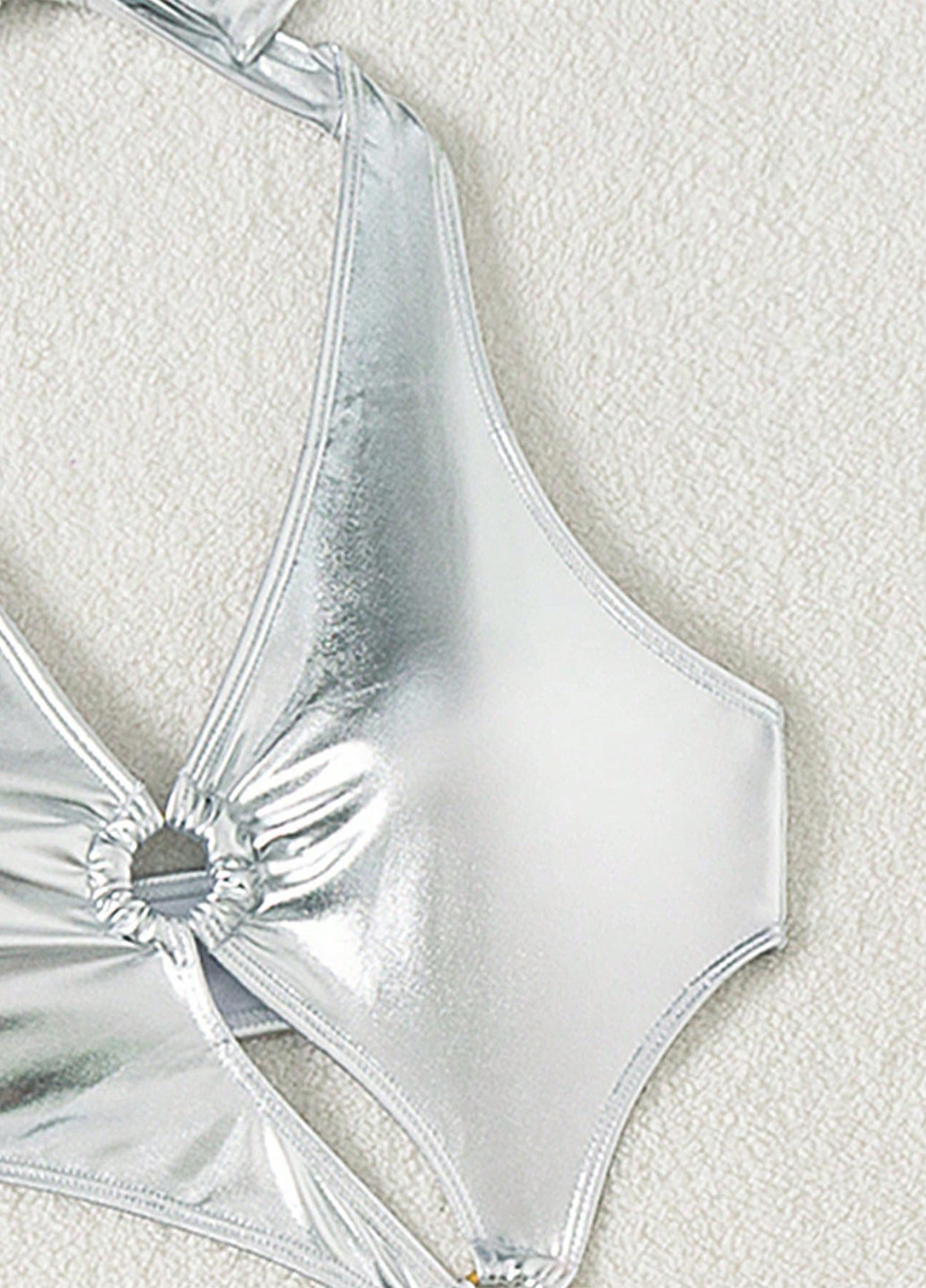 Серебряный летний купальник монокини, слитный SHEIN