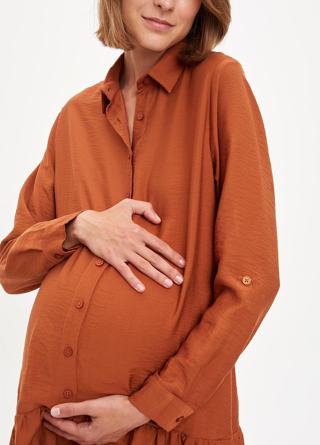 Коричнева кежуал плаття для вагітних а-силует DeFacto