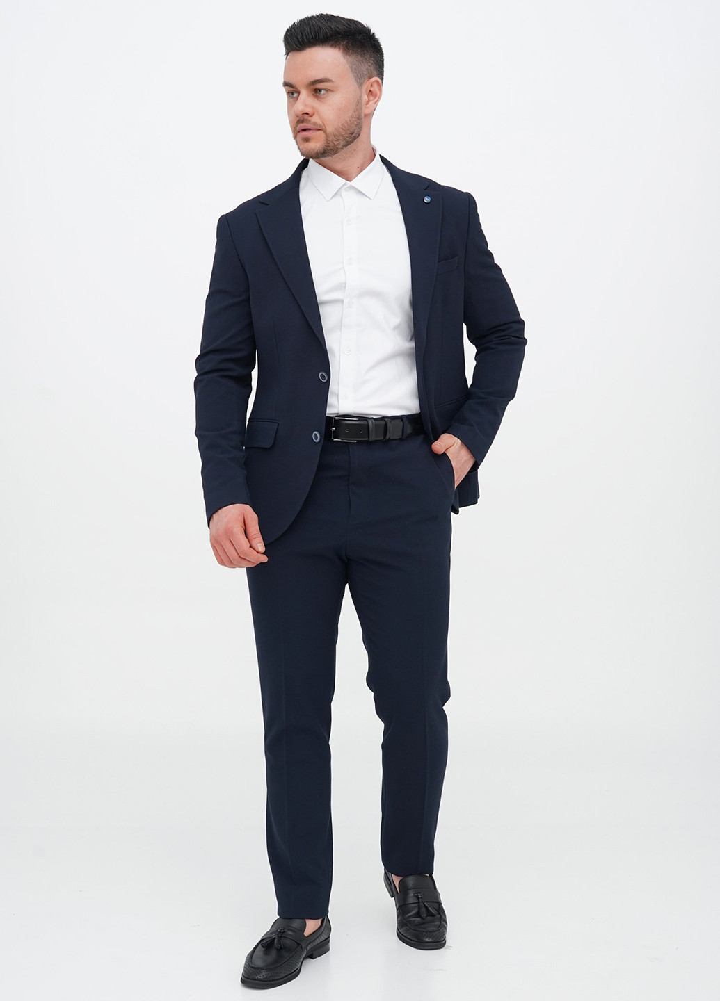 Темно-синій демісезонний костюм (піджак, штани) брючний Trend Collection