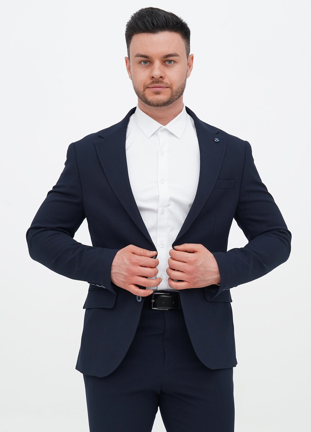 Темно-синій демісезонний костюм (піджак, штани) брючний Trend Collection