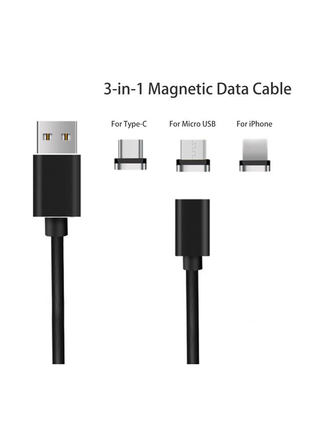 Магнітний кабель USB SC-360 Magneto Leather Black 3 в 1 - Lightning, Micro USB, Type-C 1 м (SC-360MGNT-BK) XoKo sc-360 магнитный кабель k 3 в 1- lightning, micro usb, type-c 1 м (132572840)