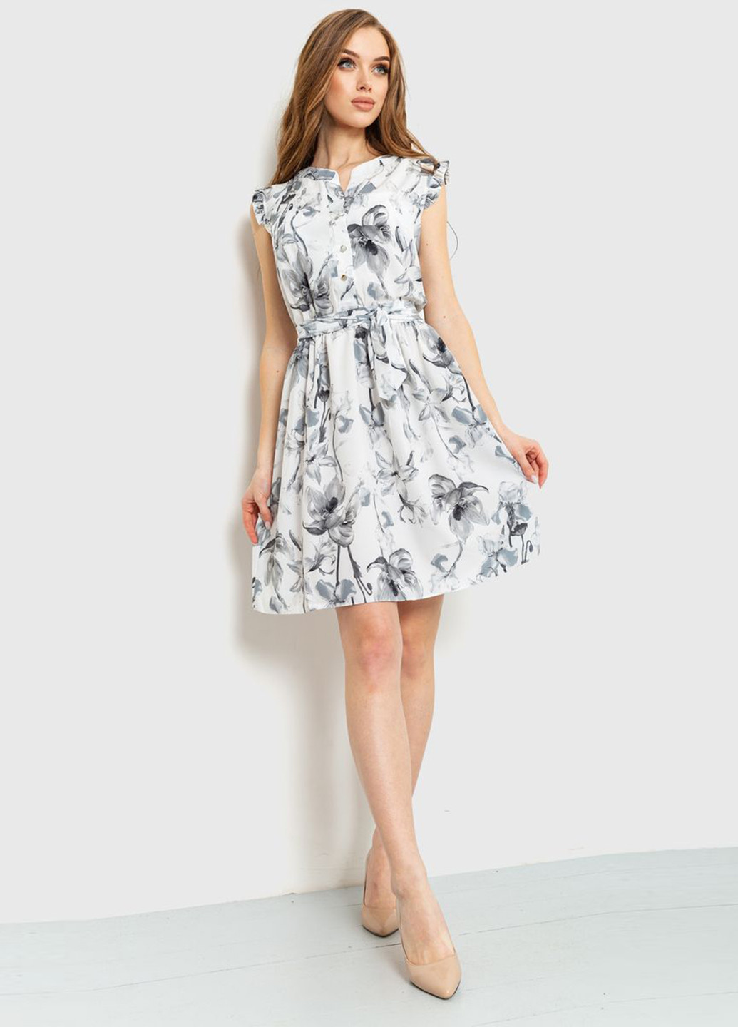 Светло-серое кэжуал платье Ager с цветочным принтом