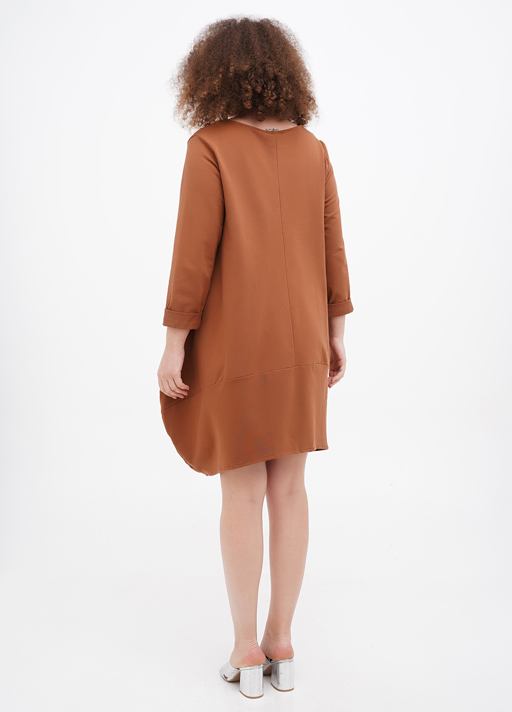 Коричневое кэжуал платье баллон Italy Moda однотонное