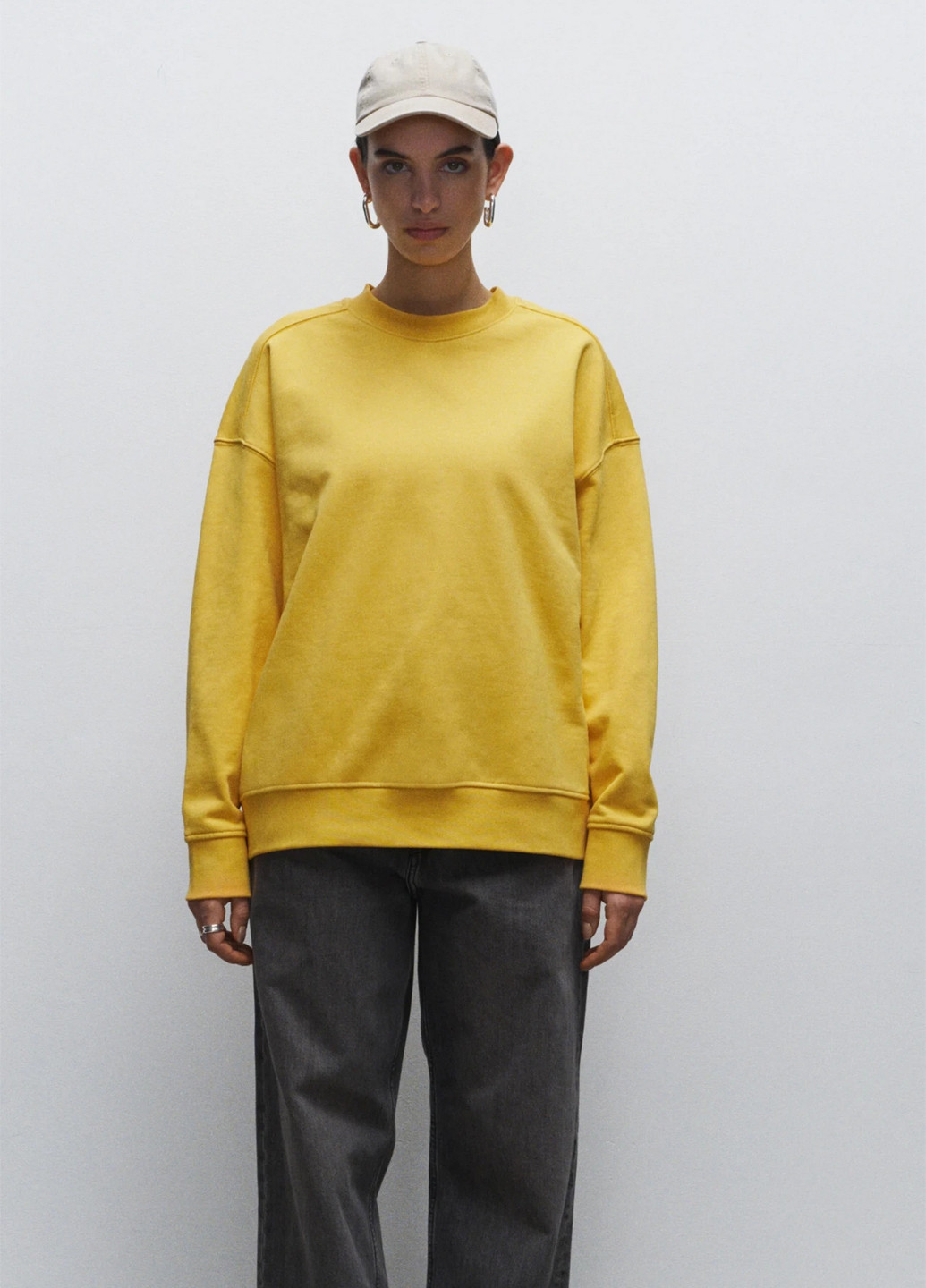 Жовтий світшот H&M однотонний без декору (306380310)