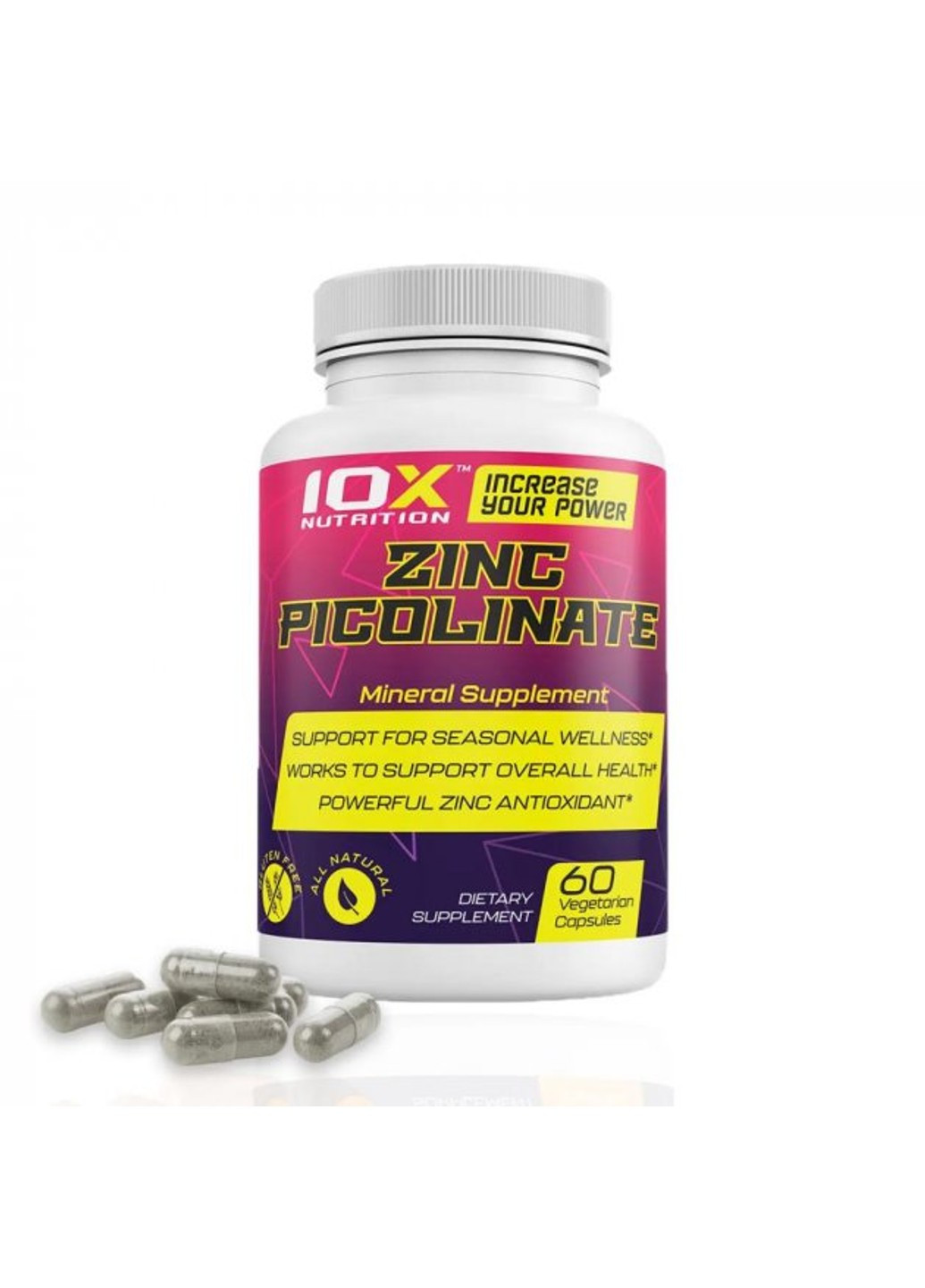 Цинк пиколинат Zinc Picolinate 60 вег. капсул 10X Nutrition (255407593)