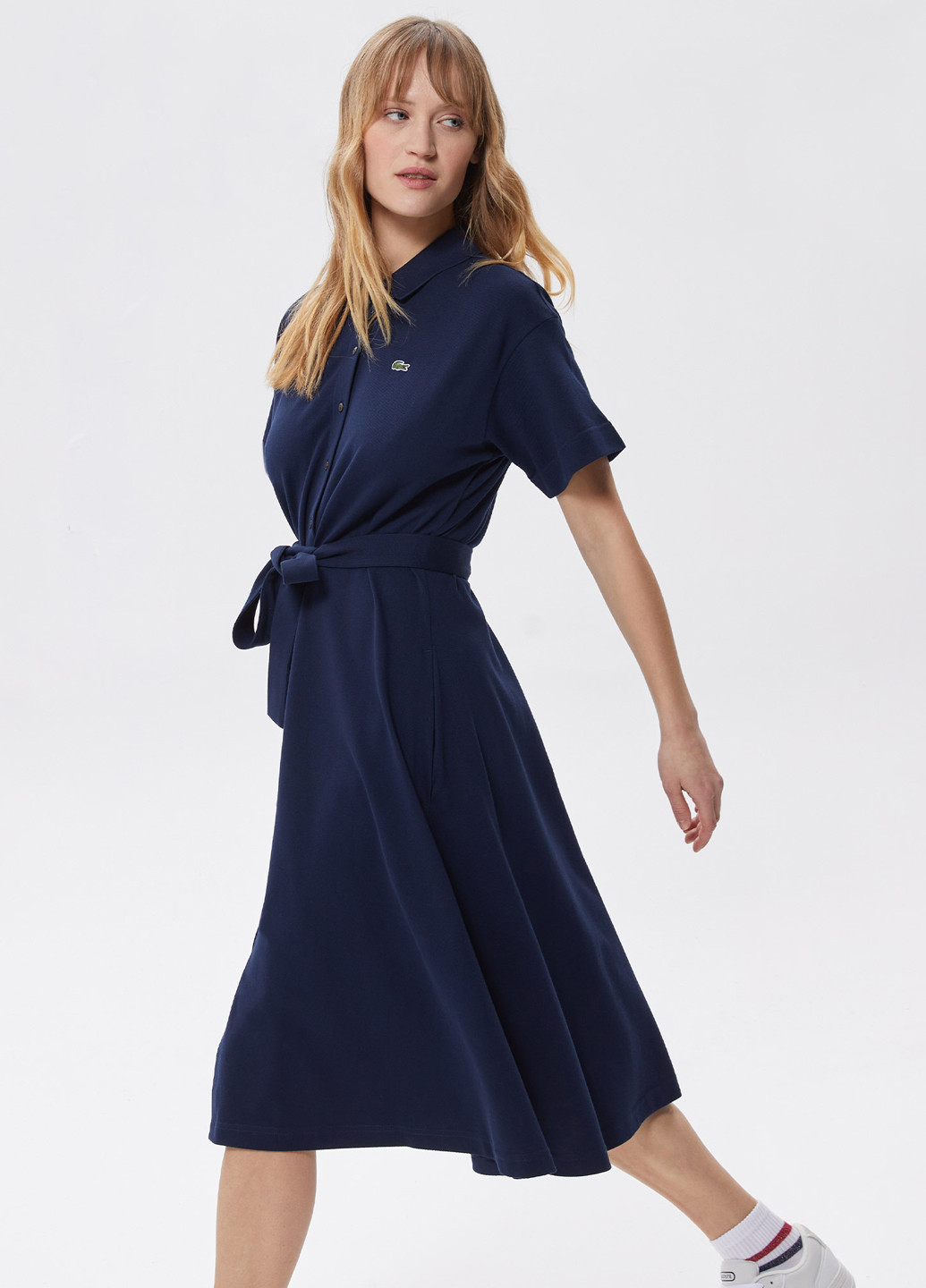 Темно-синее кэжуал платье поло Lacoste однотонное