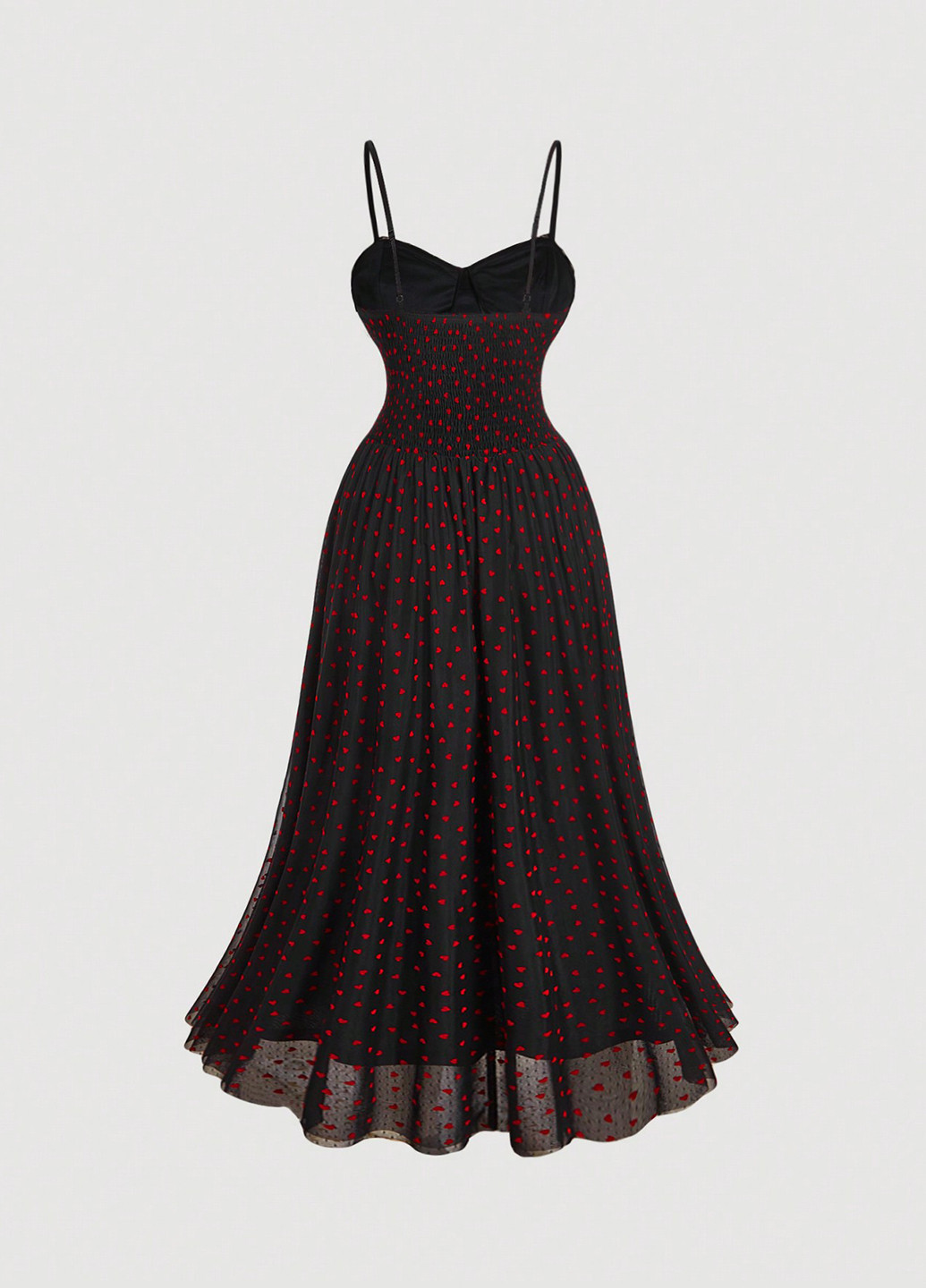 Черное вечернее, кэжуал платье клеш, с открытой спиной SHEIN сердечки