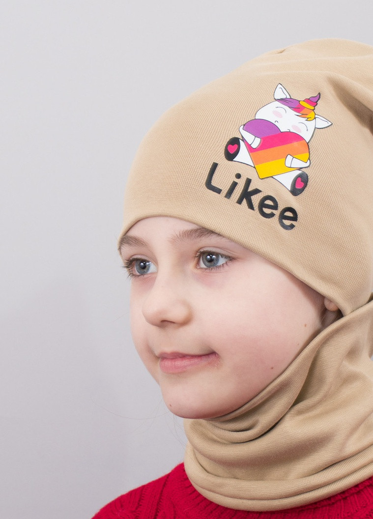 Детская шапка с хомутом КАНТА "Likee" размер 48-52 беж (OC-848) Канта (220180392)