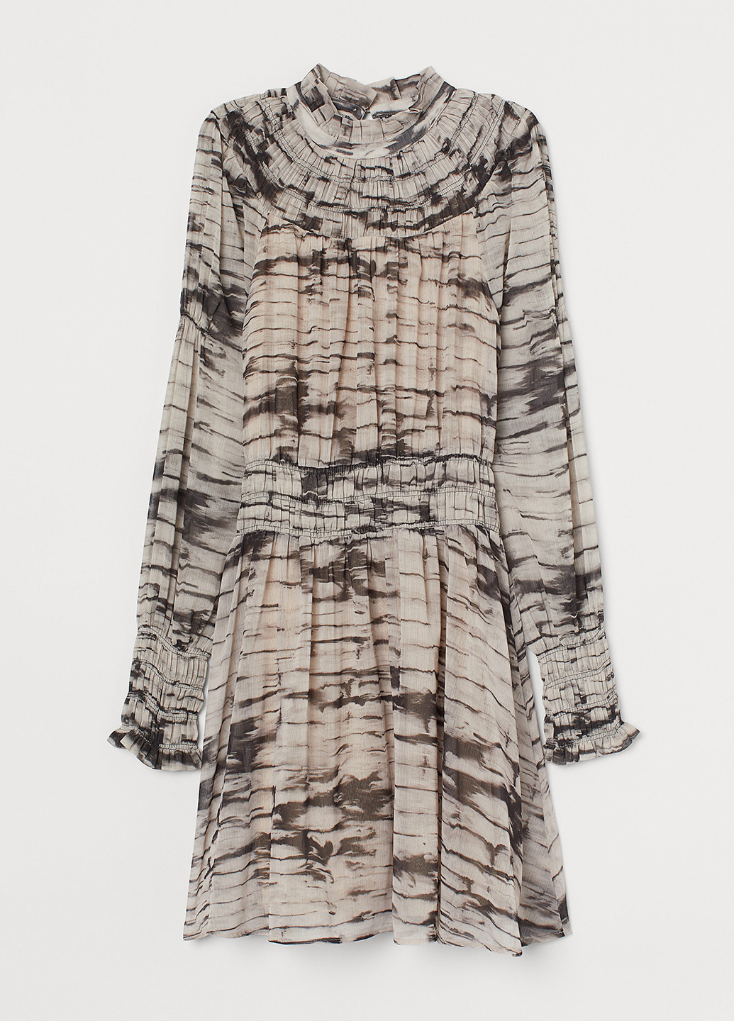 Бежевое кэжуал платье клеш H&M с абстрактным узором