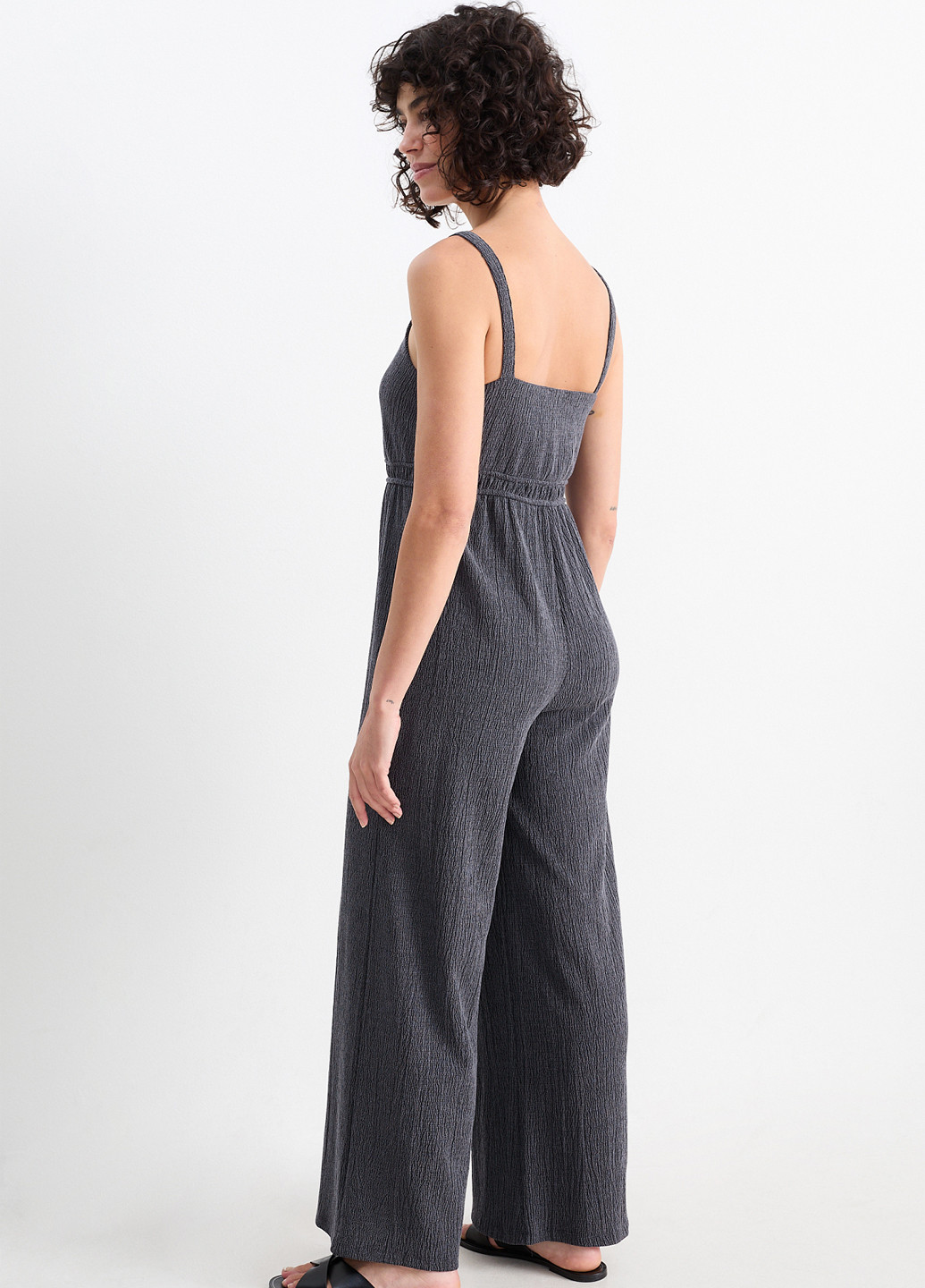 Комбинезон C&A комбинезон-брюки однотонный тёмно-серый кэжуал полиэстер